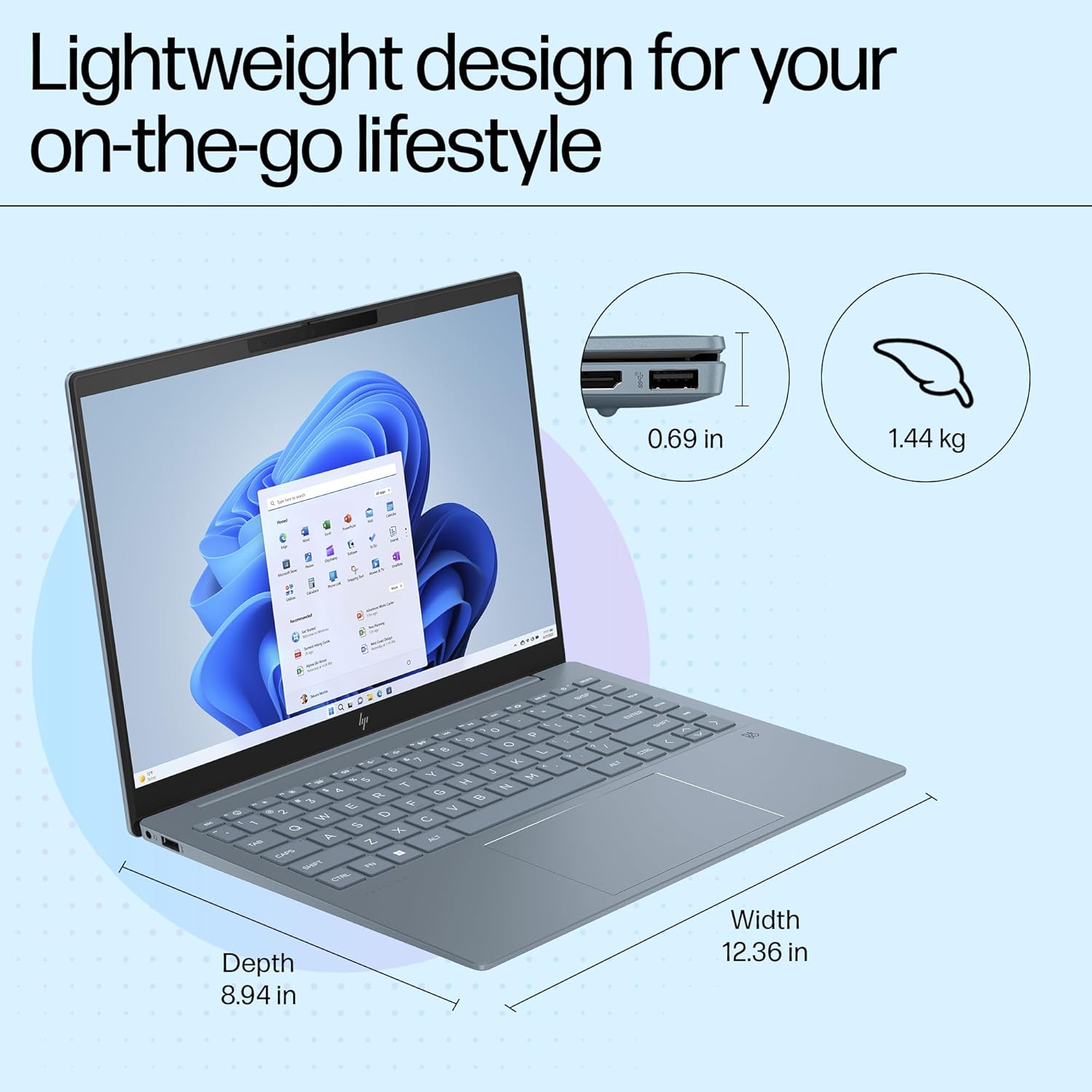 HP Pavilion Plus 14 AI-enhanced Laptop, Intel EVO Core Ultra 5 125H,14-inch (35.6 cm) 16GB, 512GB SSD, Intel Arc Graphics, WQXGA, 300 nits, 120Hz, 5MP IR Camera, (Win 11, MSO, Blue, 1.44 kg), ew1082TU