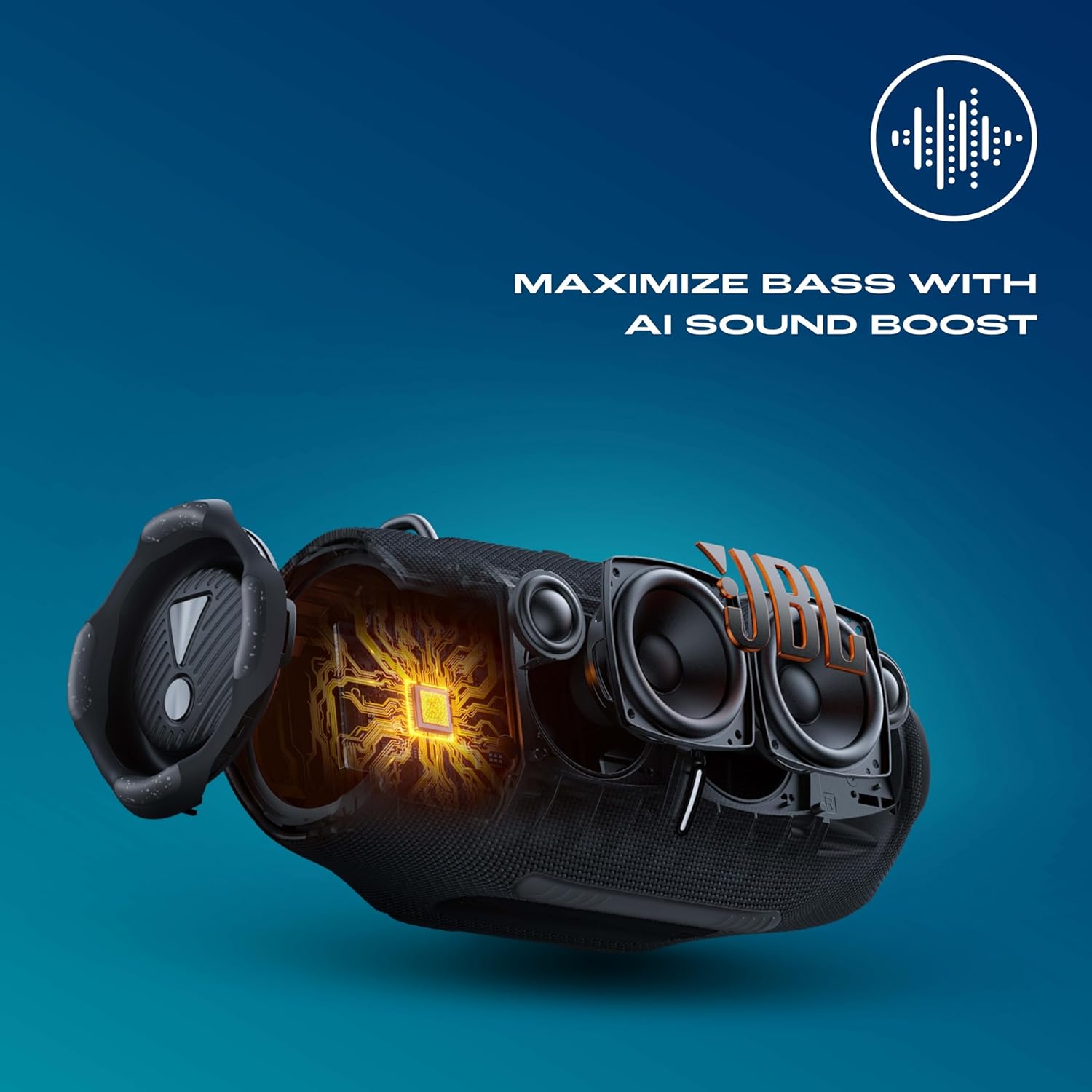 JBL Xtreme 4 Portable Bluetooth Speaker, ProSound with Powerful Bass Radiators, AI Sound Boost, Built-in Powerbank, Multispeaker Connection by Auracast, IP67, Replacable Battery, Fast Charging (BLACK) - Zapnet.in