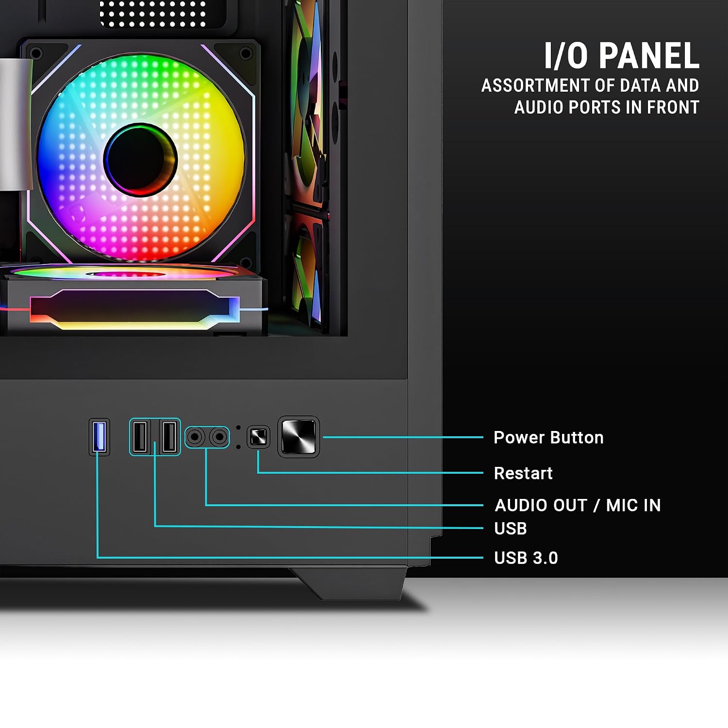 Ant Esports EVO 360 Lite Mid-Tower Computer Case/Gaming Cabinet - Black | Support E-ATX, ATX, Micro-ATX, Mini-ITX | Pre-Installed 4 ARGB Fans