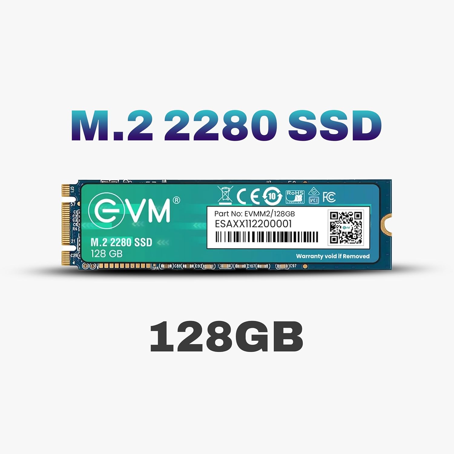 EVM 128GB M.2 (2280) SATA Internal SSD - 520MB/s Read & 370MB/s Write - 5-Year Warranty (EVMM2/128GB)