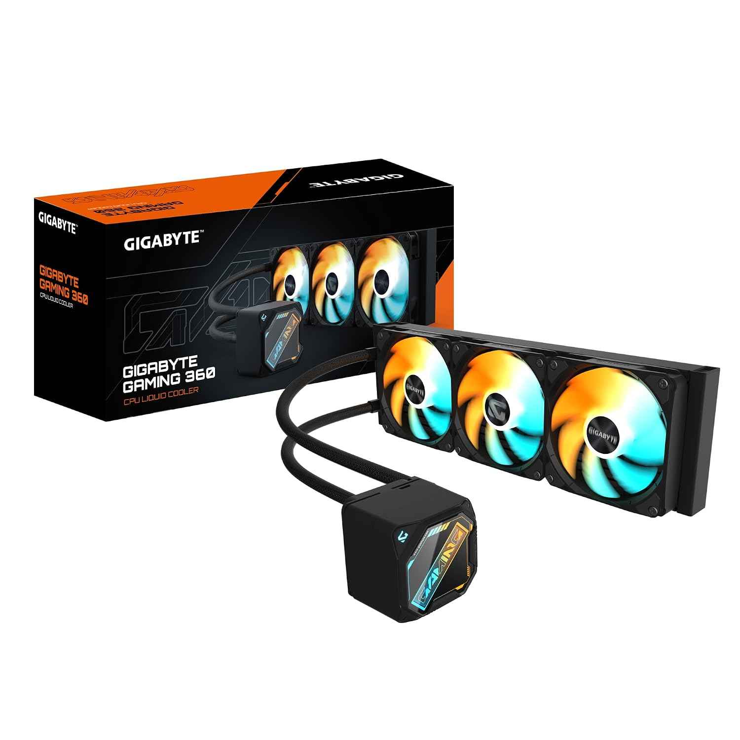 GIGABYTE GME 360 AIO Liquid CPU Cooler | 360mm Radiator | Triple ARGB Fans | Silent High-Performance Cooling | Intel & AMD Compatible | Anti-Leak Design | Black Edition