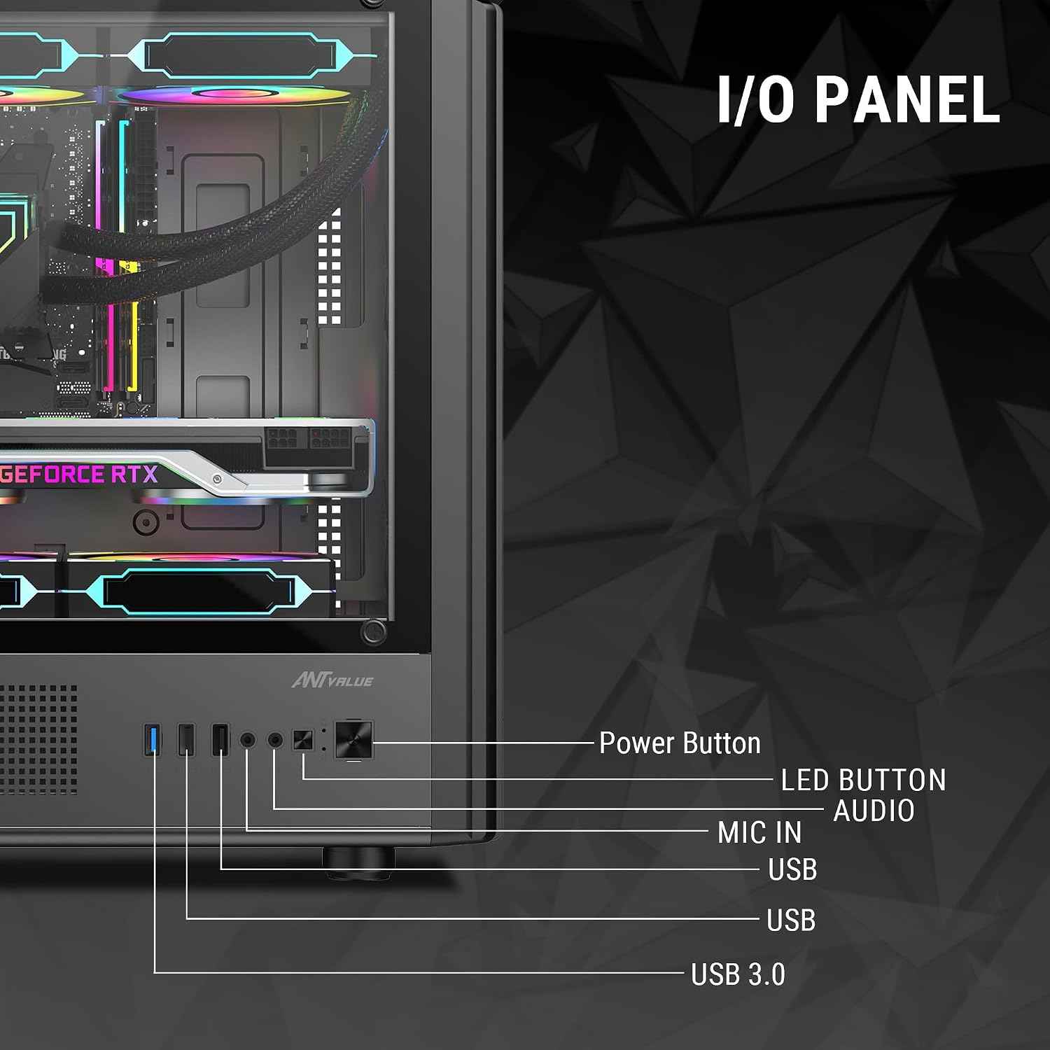Ant Value VM45 Mid-Tower Computer Case/Gaming Cabinet - Black | Support M-ATX, ITX | Pre-Installed 4 Fans