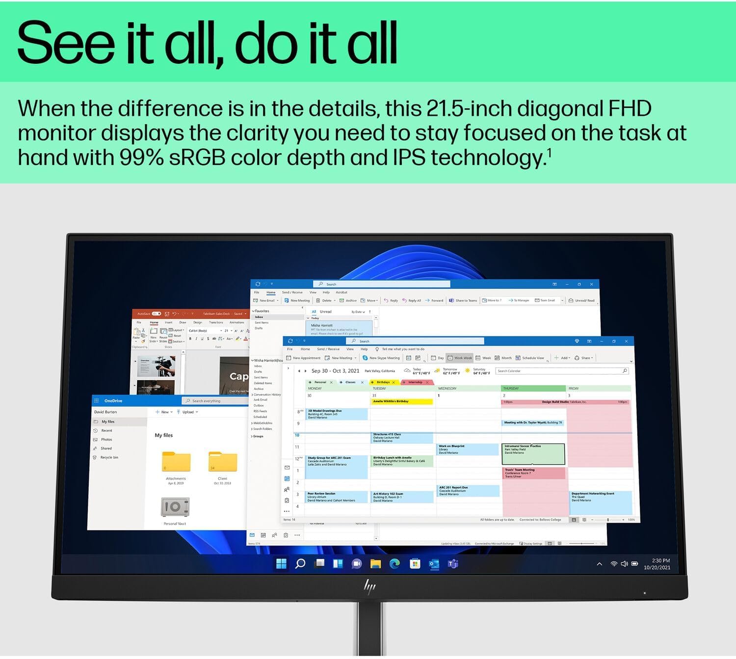 HP E22 G5 22" FHD IPS Monitor w/ 5ms Response Time, Anti Glare, Flicker Free, VESA Mount (100mm), Displayport, HDMI & Dockztorm USB Port Expander, Black/Silver (6N4E8AA#ABA - 2025 Latest Model)