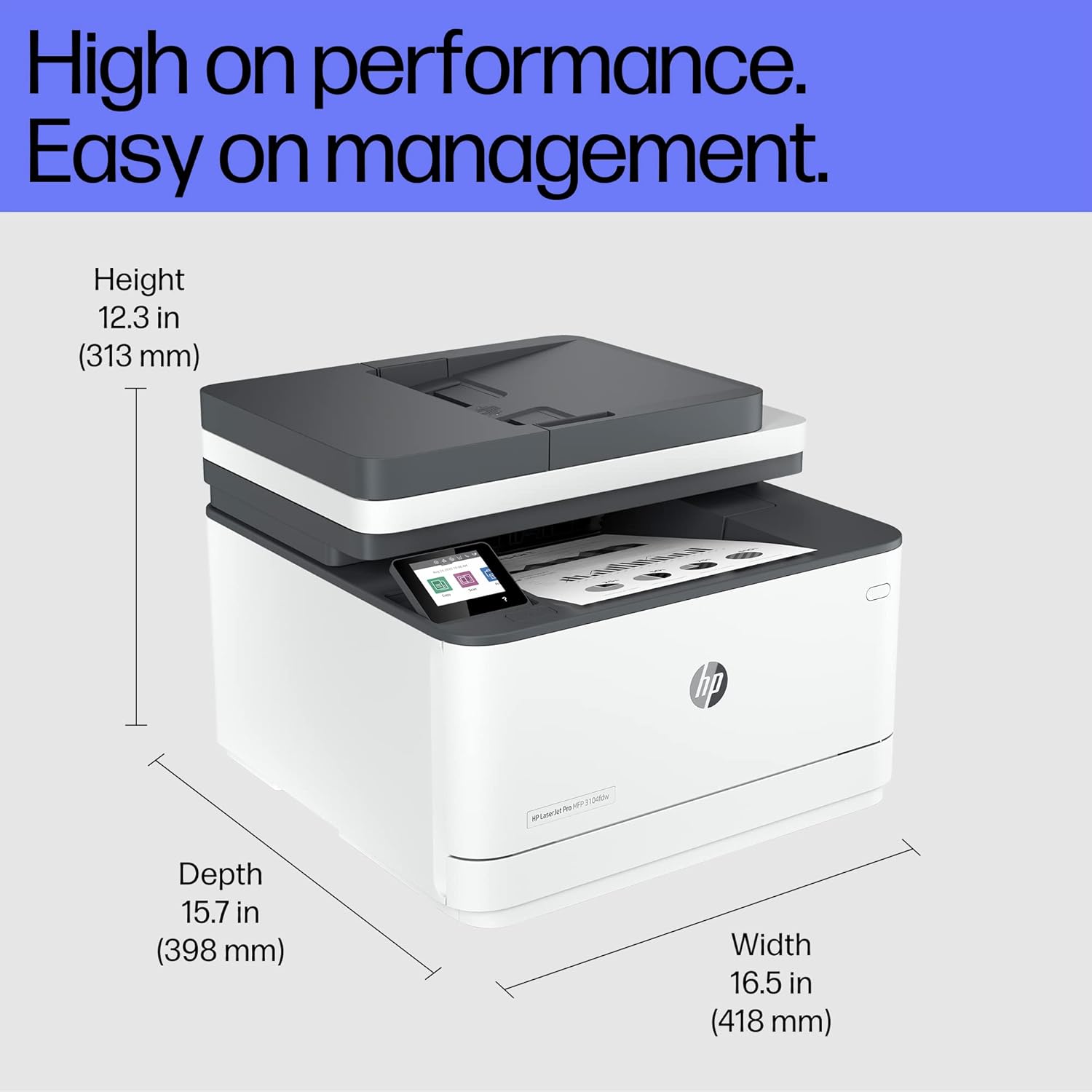 HP Laserjet 3104Fdw Duplex Monochrome Printer: Print, Copy, Scan, Self Reset Dual Band WiFi with Self Heal, Ethernet, Fast Printing Upto 33Ppm, Easy and Secure Setup,White