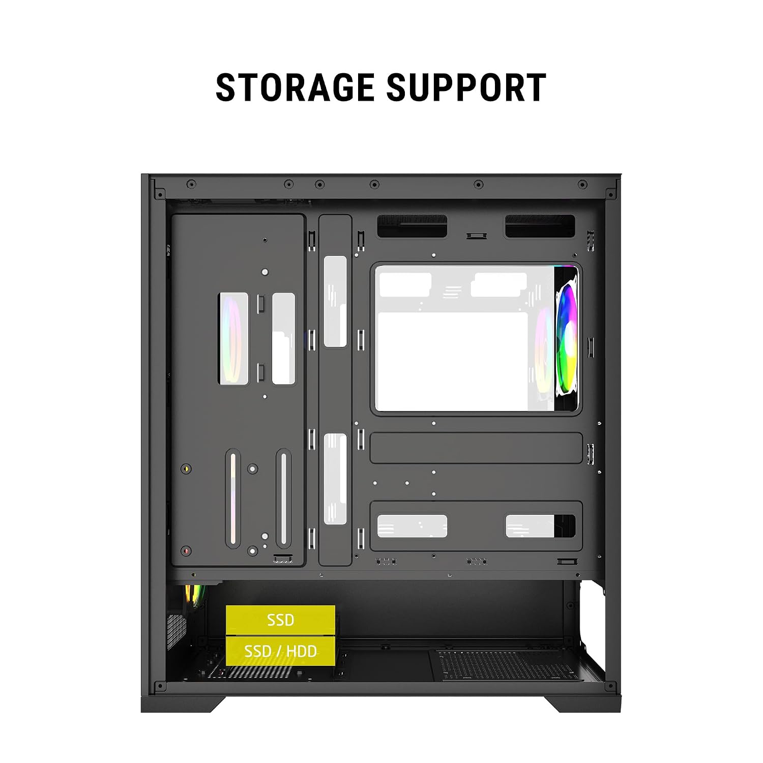 Ant Esports EVO 360 Mid-Tower Computer Case/Gaming Cabinet - Black | Pre-Installed 4 ARGB Fans