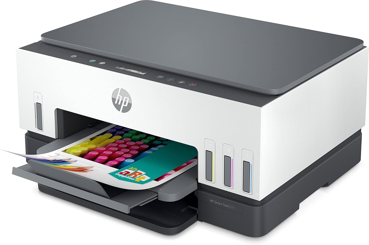 HP Smart Tank 670 All-in-One Auto Duplex WiFi Integrated Ink Tank Colour Printer, Scanner, Copier- High Capacity Tank with Automatic Ink Sensor, Multicolor