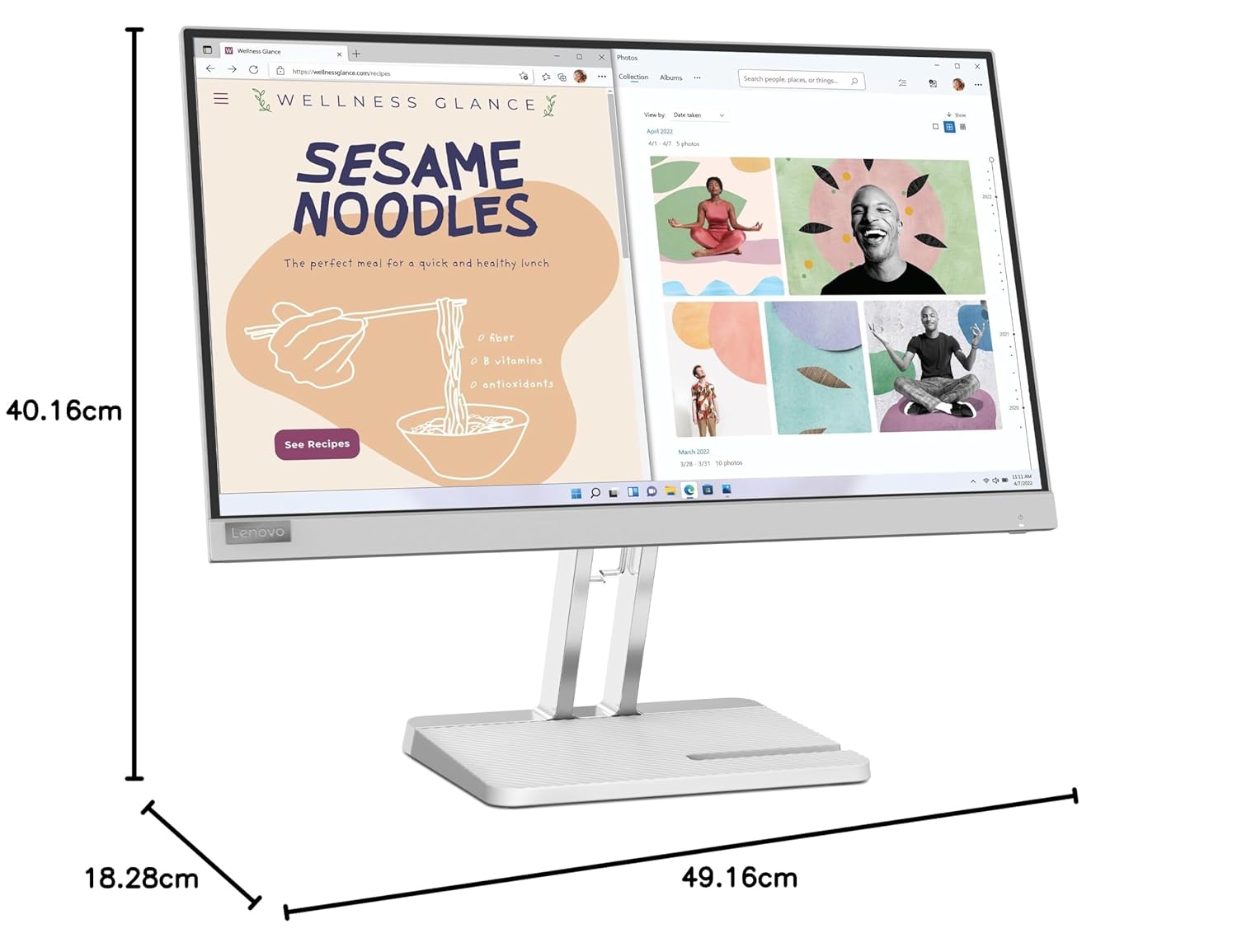 Lenovo L22e-40, 21.4 Inch (54.48 cm), FHD 1920x1080, 75Hz, Grey, 4ms, 16.7Mn Colors, AMD FreeSync, TUV Eye Comfort, Low Blue Light, Smart Display Customization Artery, HDMI Monitor