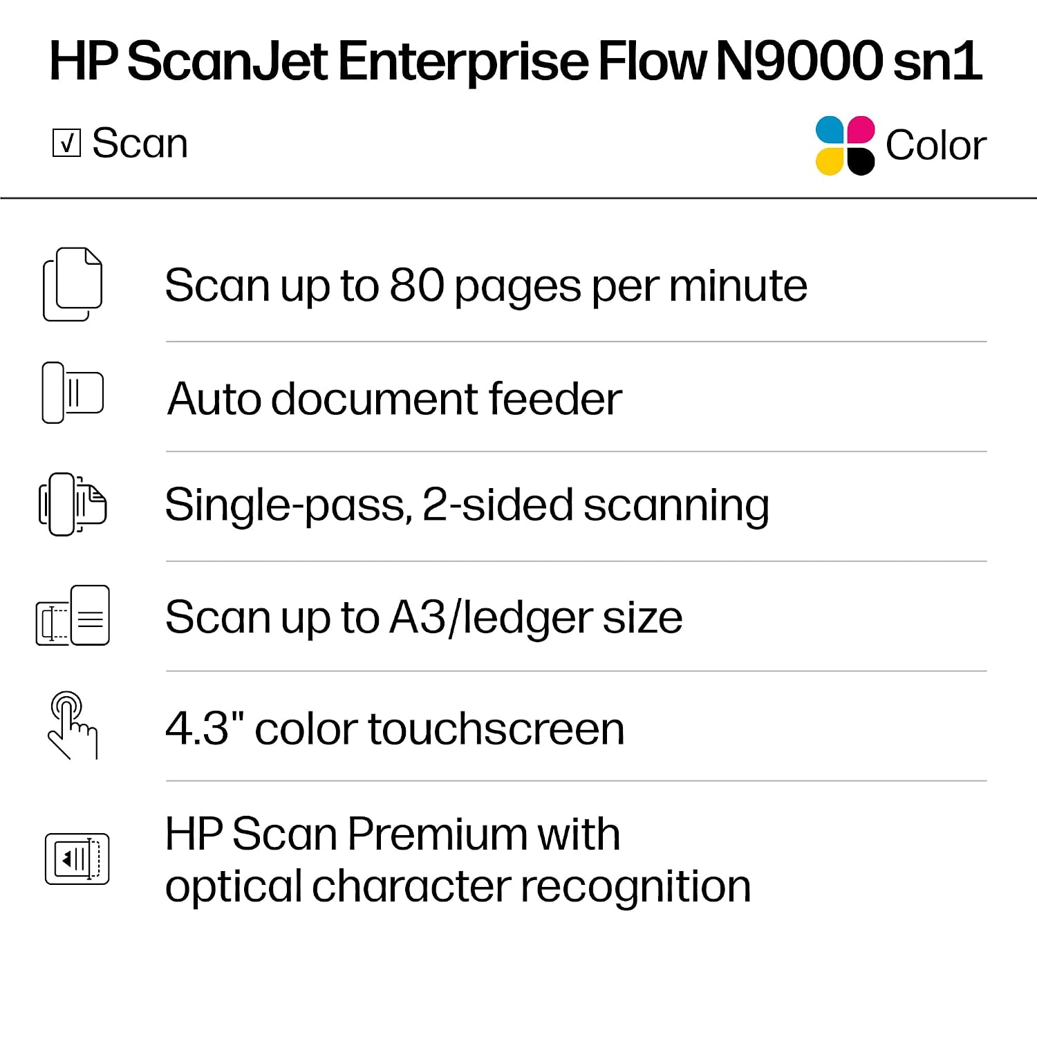 HP ScanJet Enterprise Flow N9000 sn1, Fast 2-Sided Scanner with auto Document Feeder, Best for Office (8Q4W1A)