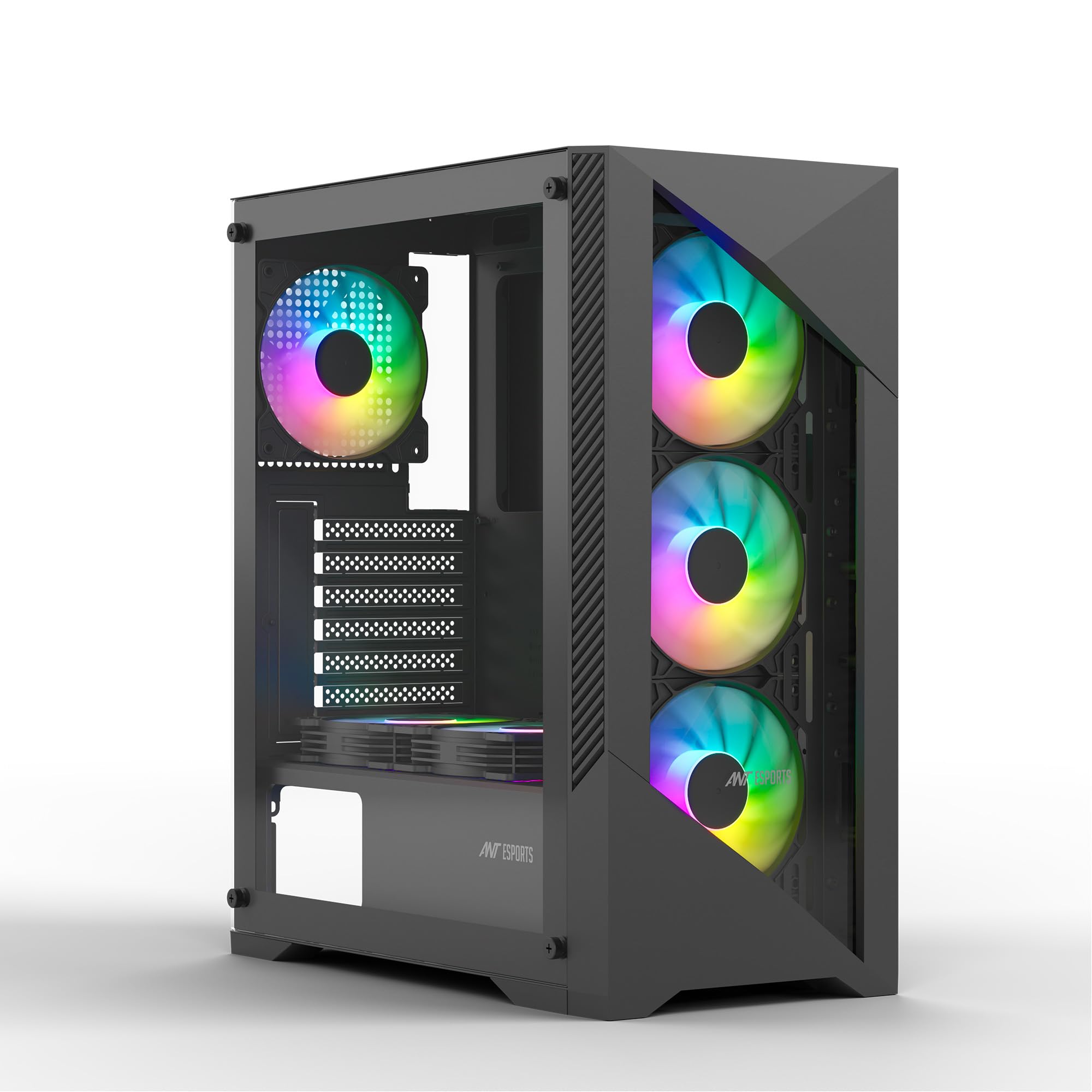 Ant Esports ICE-300 Mesh V2 Mid Tower Gaming Cabinet | High Airflow Mesh Front Panel | 4 Pre-Installed 120mm ARGB Fans | ATX, Micro-ATX, Mini-ITX Motherboard Support | Liquid Cooling Ready (Black)