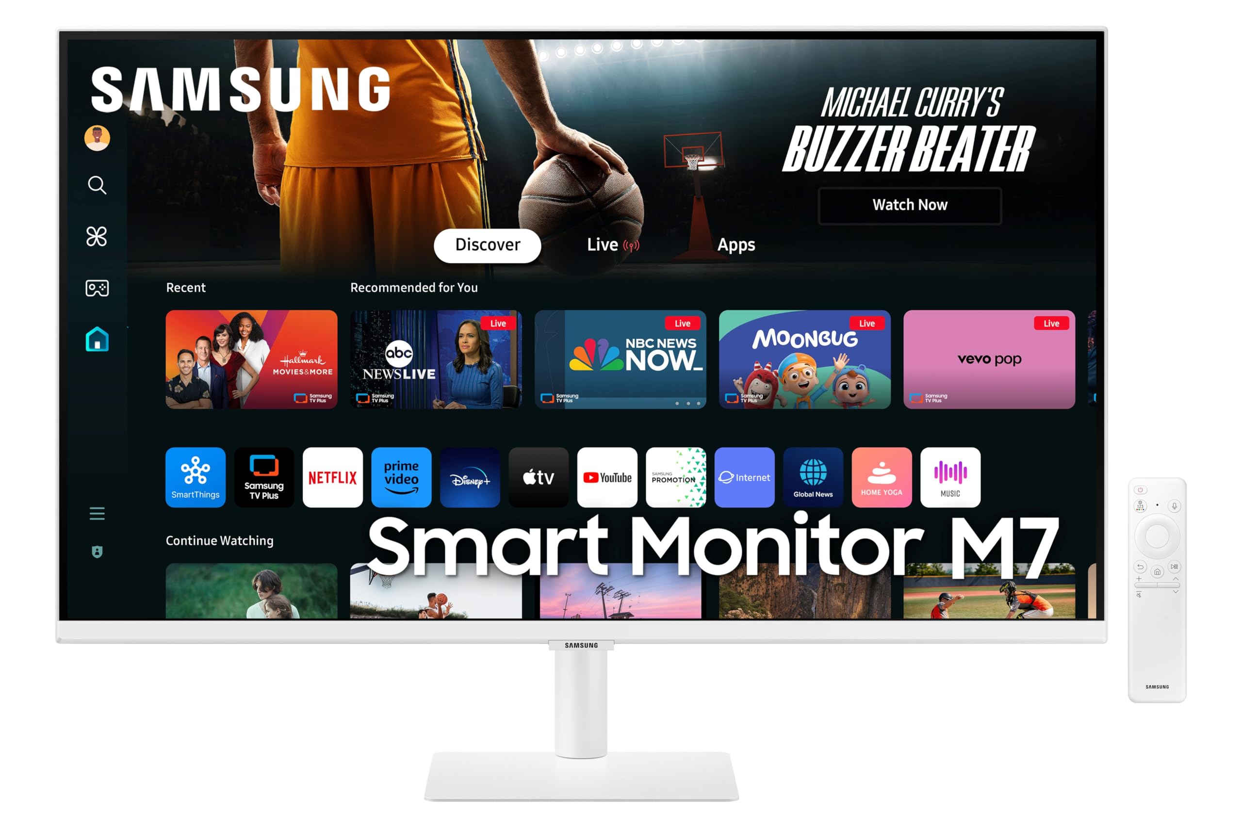Samsung 32" (80cm) M7 4K Smart Monitor with Smart TV Experience|UHD 3840 x 2160|Type C-65W|OTT Apps|IoT Hub|Office 365|Workout Tracker|Speakers|Solar Remote|Wi-Fi|Bluetooth|LS32DM700UWXXL|Black