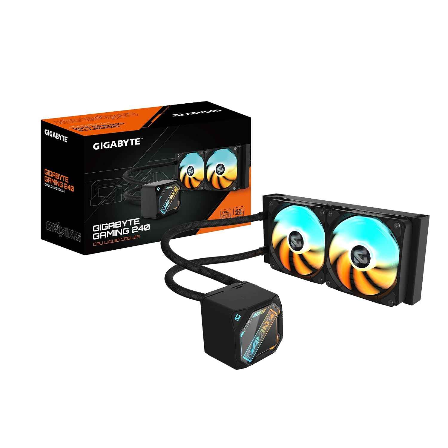 GIGABYTE GME 240 AIO Liquid CPU Cooler | 240mm Radiator | Dual ARGB Fans | Anti-Leak Design | Silent Performance | Intel & AMD Compatible | Braided Tubes | Black Edition