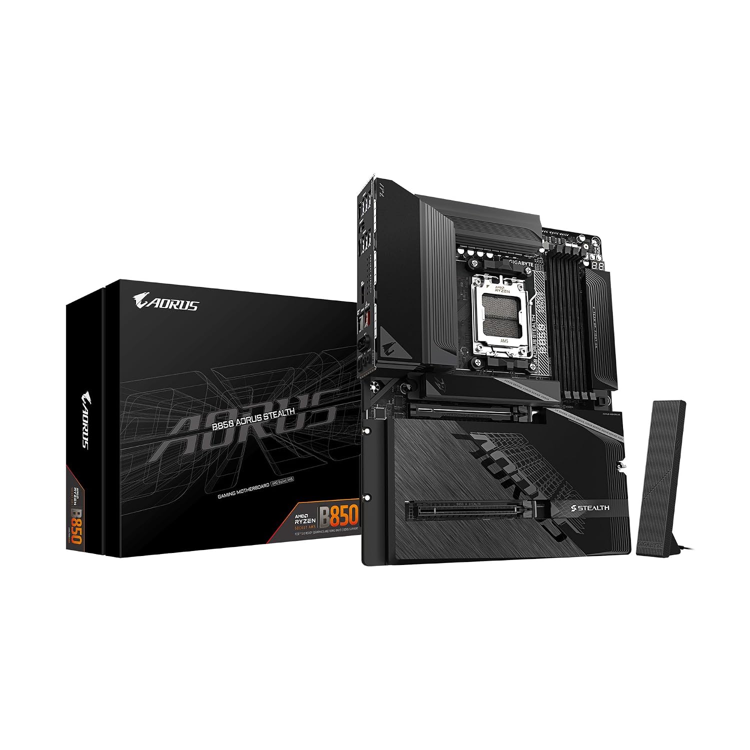 GIGABYTE B850 AORUS Stealth AM5 Socket DDR5 ATX Gaming Motherboard PCIe 5.0 Wi-Fi 7 5GbE LAN 4× M.2 Gen5/Gen4 X3D Turbo DDR5-8200(OC) Ultimate DIY Features