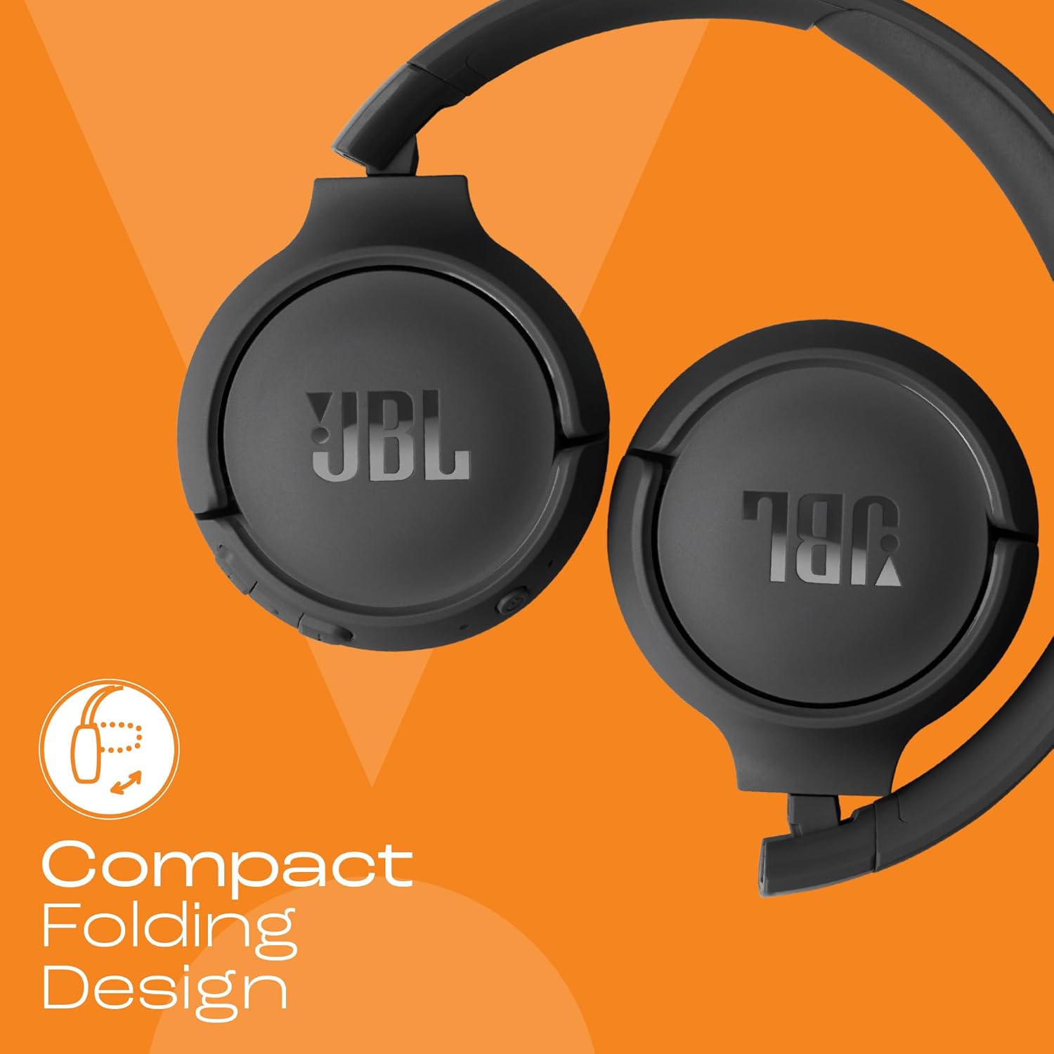 JBL Tune 520BT Wireless On Ear Headphones with Mic, Upto 57H Battery, Speed Charge : 5 Min Charge Gives Up to 3H of Playback, Multipoint Connect, Customizable Bass with Headphones App, BT 5.3 (Black) - Zapnet.in
