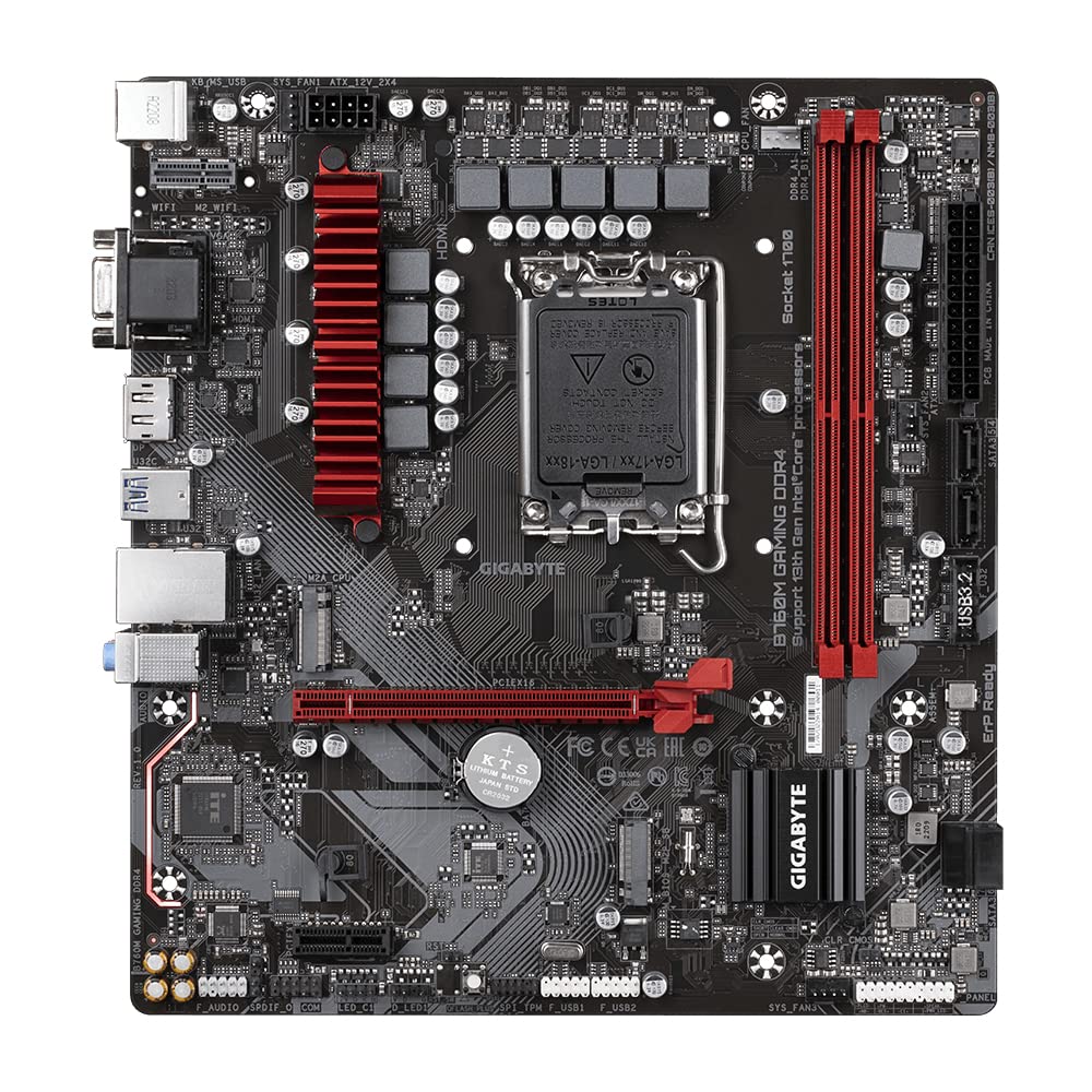 GIGABYTE B760M Gaming DDR4 Motherboard with Hybrid 6+2+1 Phases Digital VRM Solution, Dual Channel DDR4：2 DIMMs XMP Memory Module Support,Dual Channel DDR4：2 DIMMs XMP Memory Module Support,DDR4