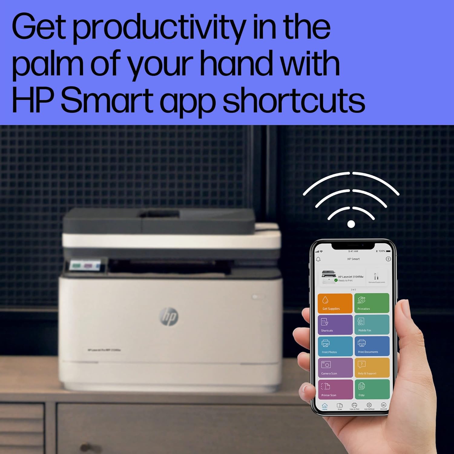 HP Laserjet 3104Fdw Duplex Monochrome Printer: Print, Copy, Scan, Self Reset Dual Band WiFi with Self Heal, Ethernet, Fast Printing Upto 33Ppm, Easy and Secure Setup,White