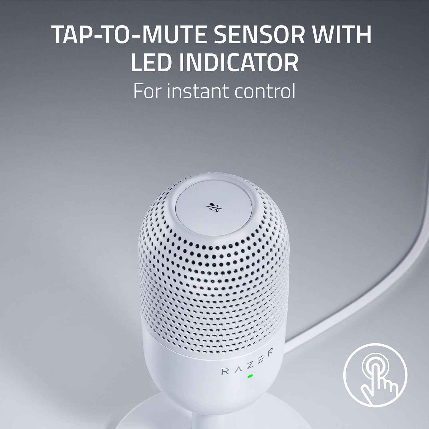 Razer Seiren V3 Mini USB Microphone: Condenser Mic - Supercardioid Pickup Pattern - Tap-to-Mute Sensor with LED Indicator - Shock Absorber - Ultra Compact - PC, Discord, OBS Studio, XSplit - White