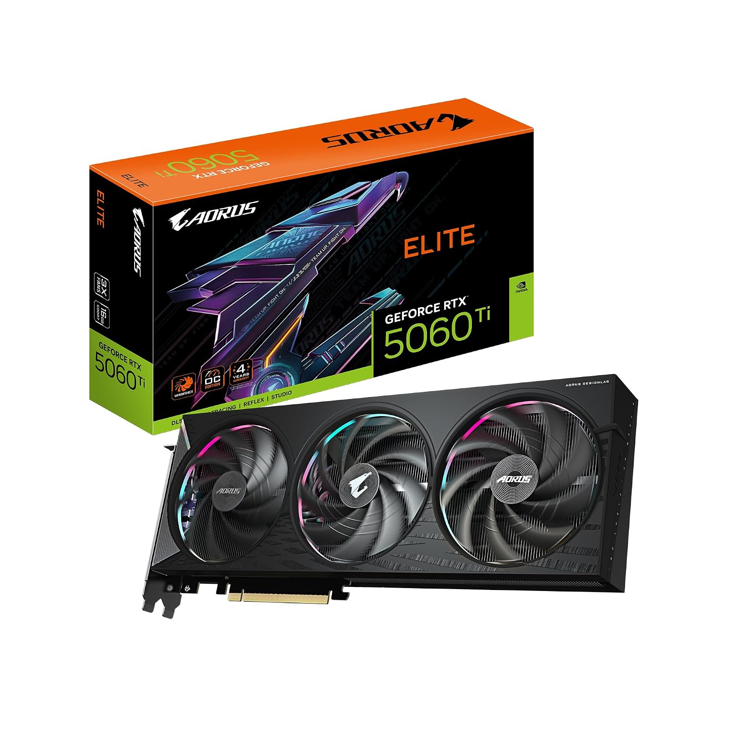 GIGABYTE AORUS GeForce RTX 5060 Ti Elite 16G Graphics Card, 16GB 128-bit GDDR7, PCIe 5.0, WINDFORCE Cooling System, GV-N506TAORUS E-16GD Video Card