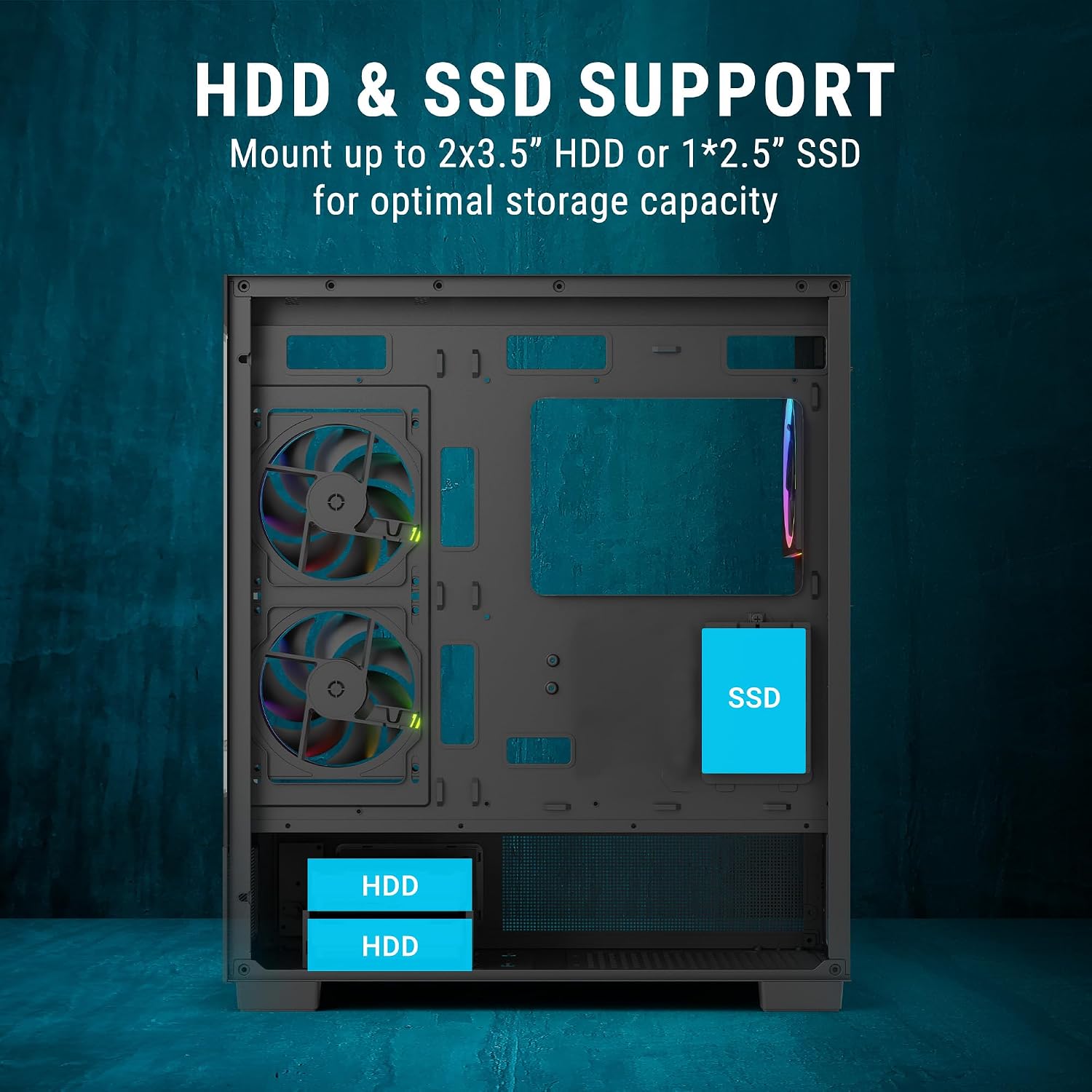 Ant Esports Crystal X3 LCD Mid-Tower ATX Computer Case/Gaming Cabinet - Black | Support ATX, Micro-ATX, Mini-ITX | Pre-Installed 3 ARGB Fans