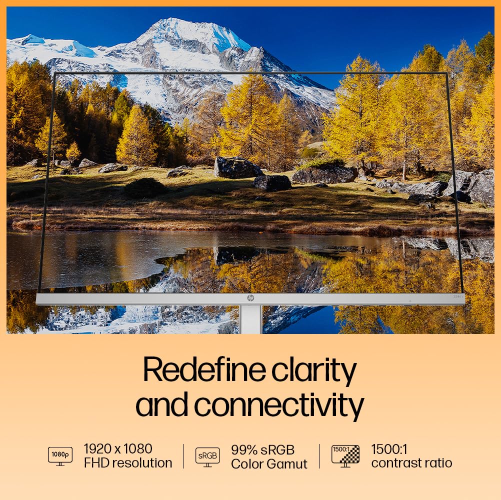 HP Series 5 23.8 inch FHD Height Adjust Monitor-524sh,23.8inch(60.5cm),FHD(1920 x 1080),Anti-Glare,Adjustable Height, Eye Ease,3.45kg