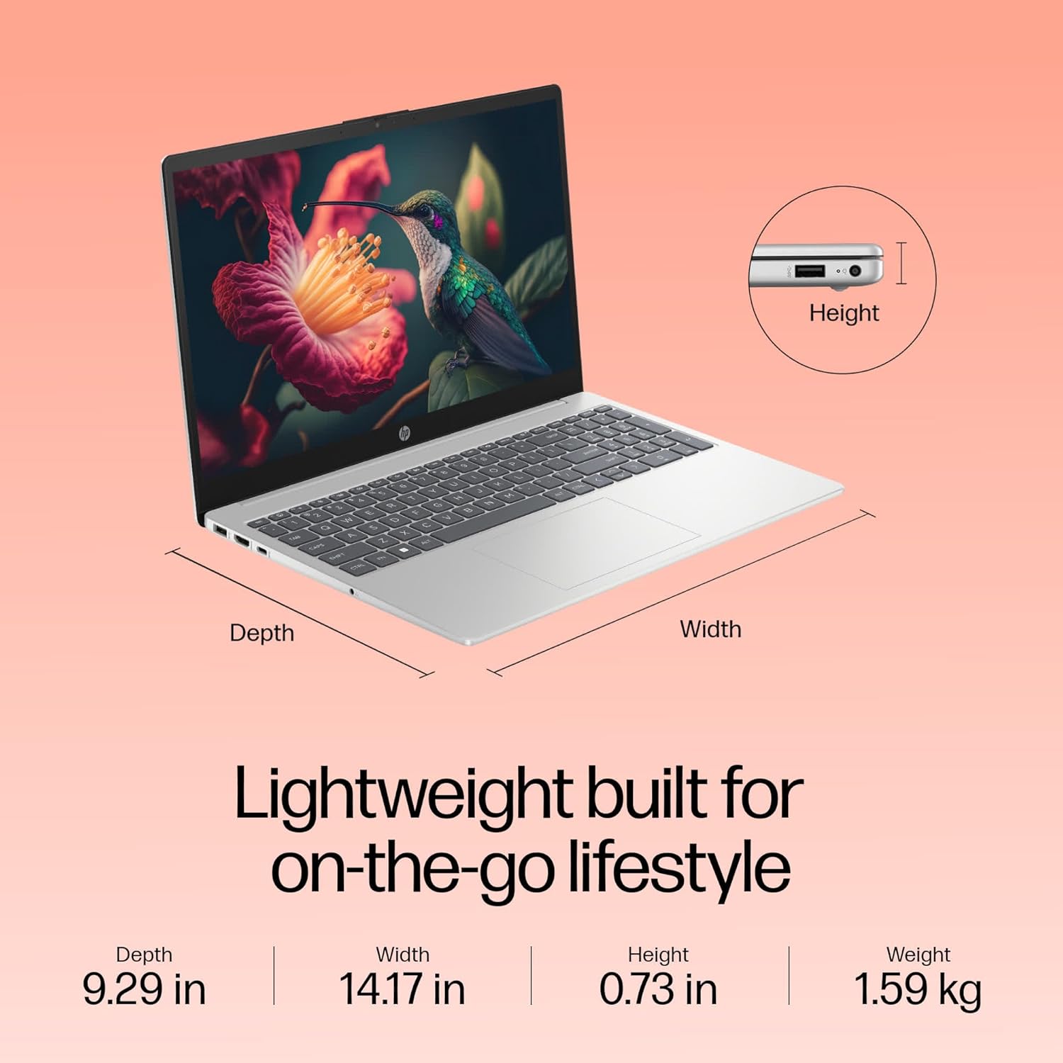 HP 15, 13th Gen Intel Core i5-1334U, 8GB DDR4, 512GB SSD, (Win 11, Office 21, Silver, 1.59kg), Anti-Glare, 15.6-inch(39.6cm), FHD Laptop, Intel UHD Graphics, Backlit KB, 1080p FHD Camera, fd0220TU