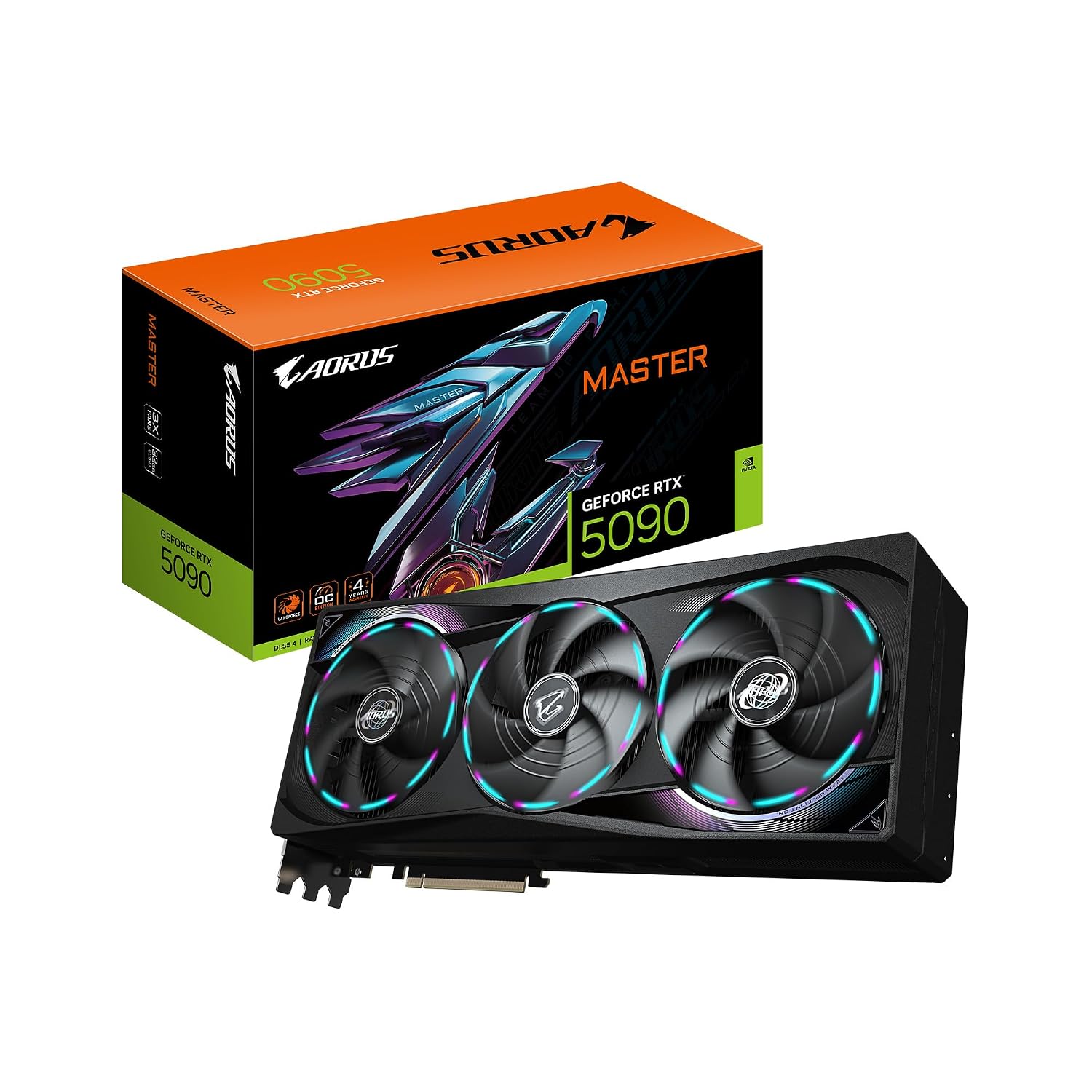 GIGABYTE AORUS GeForce RTX 5090 Master 32G Graphics Card, WINDFORCE Cooling System, 32GB 512-bit GDDR7, GV-N5090AORUS M-32GD Video Card