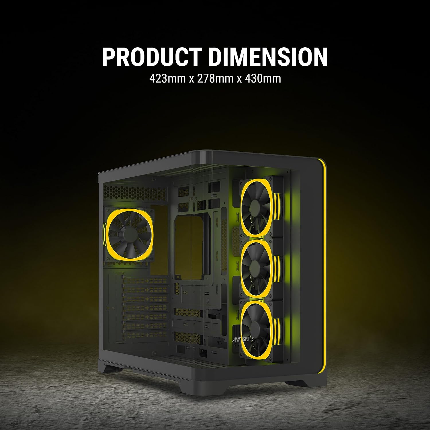 Ant Esports Crystal ARC Mid-Tower Computer Case/Gaming Cabinet - Black |Front Curved Glass|Support ATX, Micro-ATX, Mini-ITX | Pre-Installed 4 ARGB-PWM Fans