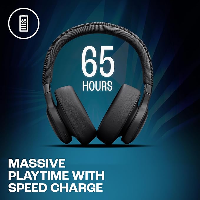 JBL Live 770NC True Adaptive Noise Cancellation Headphones Wireless Over Ear, Spatial Sound, 65Hrs Playtime, Speed Charge, Multipoint Connect and Personi-Fi 2.0, BT 5.3, Google Fast Pair, Alexa, Black - Zapnet.in