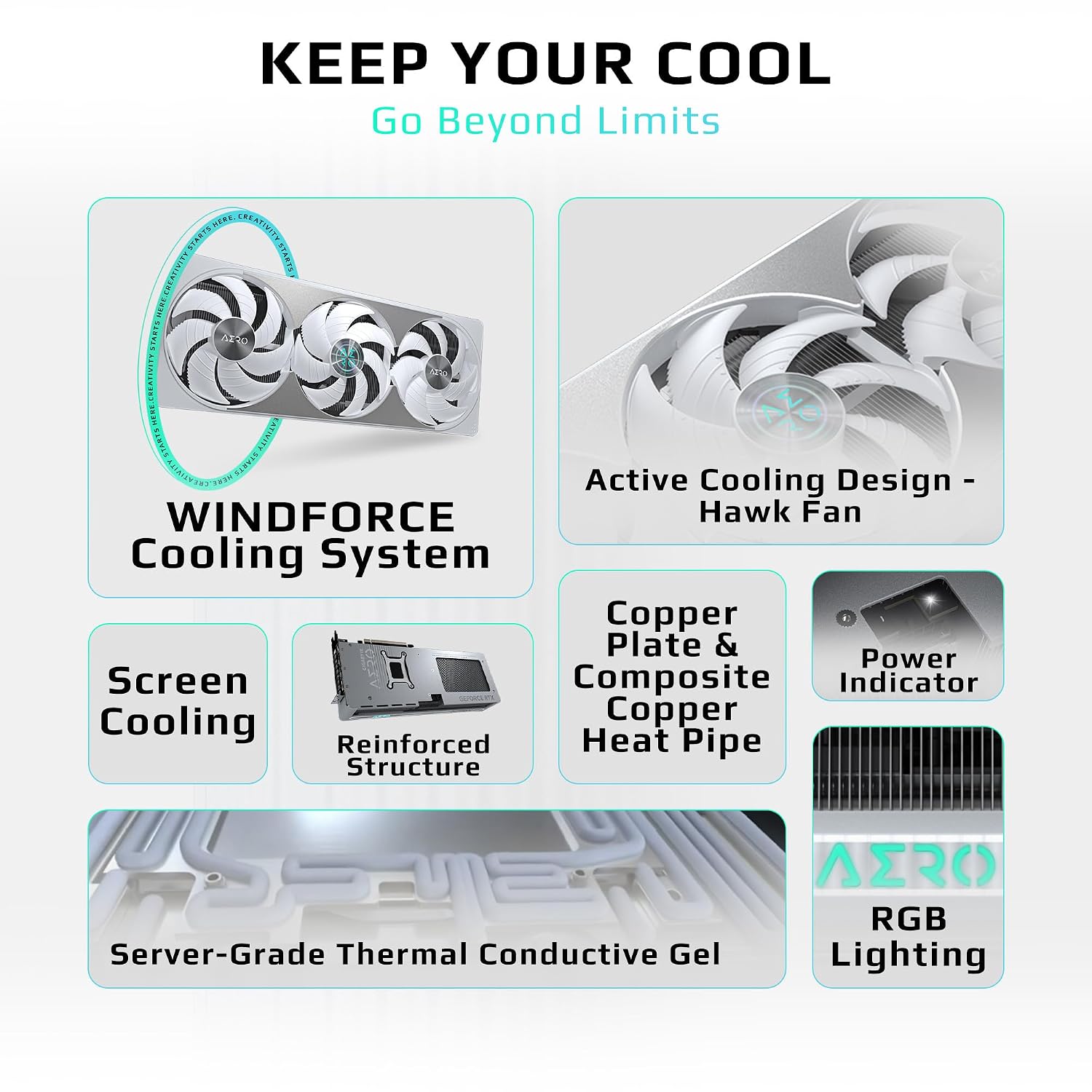 GIGABYTE GeForce RTX 5070 AERO OC 12G Graphics Card, 12GB 192-bit GDDR7, PCIe 5.0, WINDFORCE Cooling System, GV-N5070AERO OC-12GD Video Card