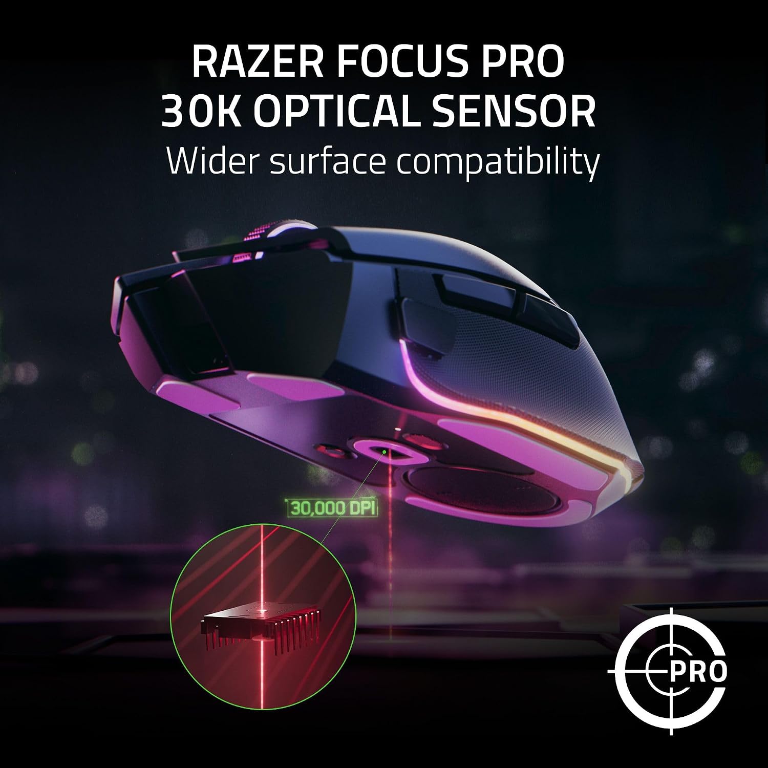 Razer Basilisk V3 Pro Smartchoice Ergonomic Wireless Gaming Mouse, HyperSpeed & Bluetooth, 30K DPI Sensor, 13 Programmable Buttons, RGB Lighting, HyperScroll Tilt Wheel, Long Battery Life