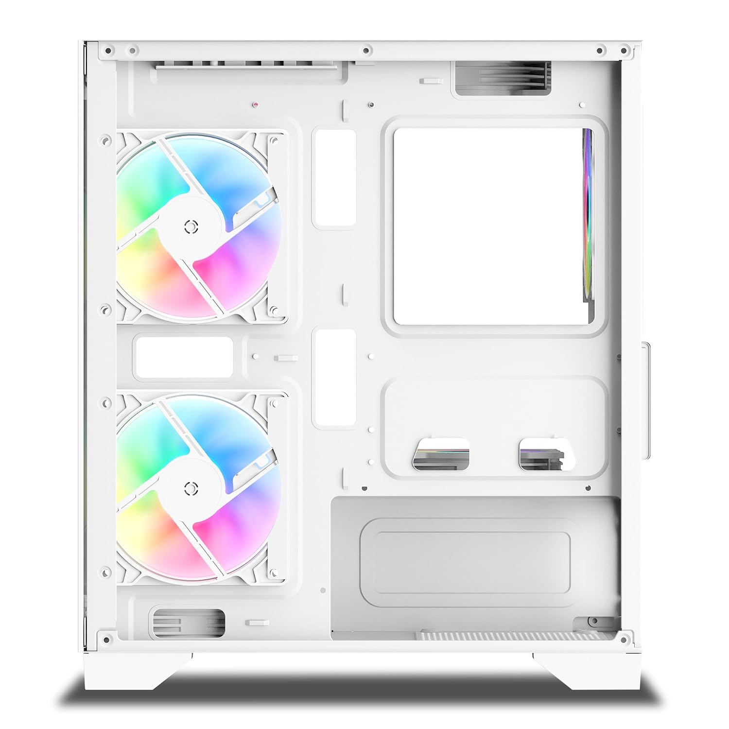 Ant Value Tempered_Glass CV200 Mid-Tower Computer Case/Gaming Cabinet - White | Support M-ATX, M-ITX | Pre-Installed 3 Static RGB Fans