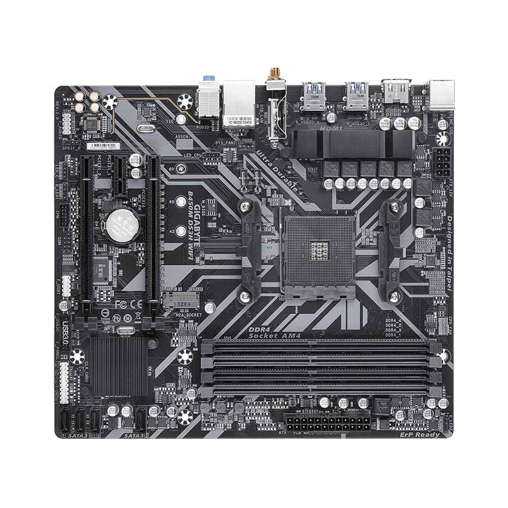 Gigabyte B450M DS3H WiFi (AM4/ AMD B450/ SATA 6GB/s/USB 3.1/ HDMI/WiFi/Bluetooth/AMD Motherboard)