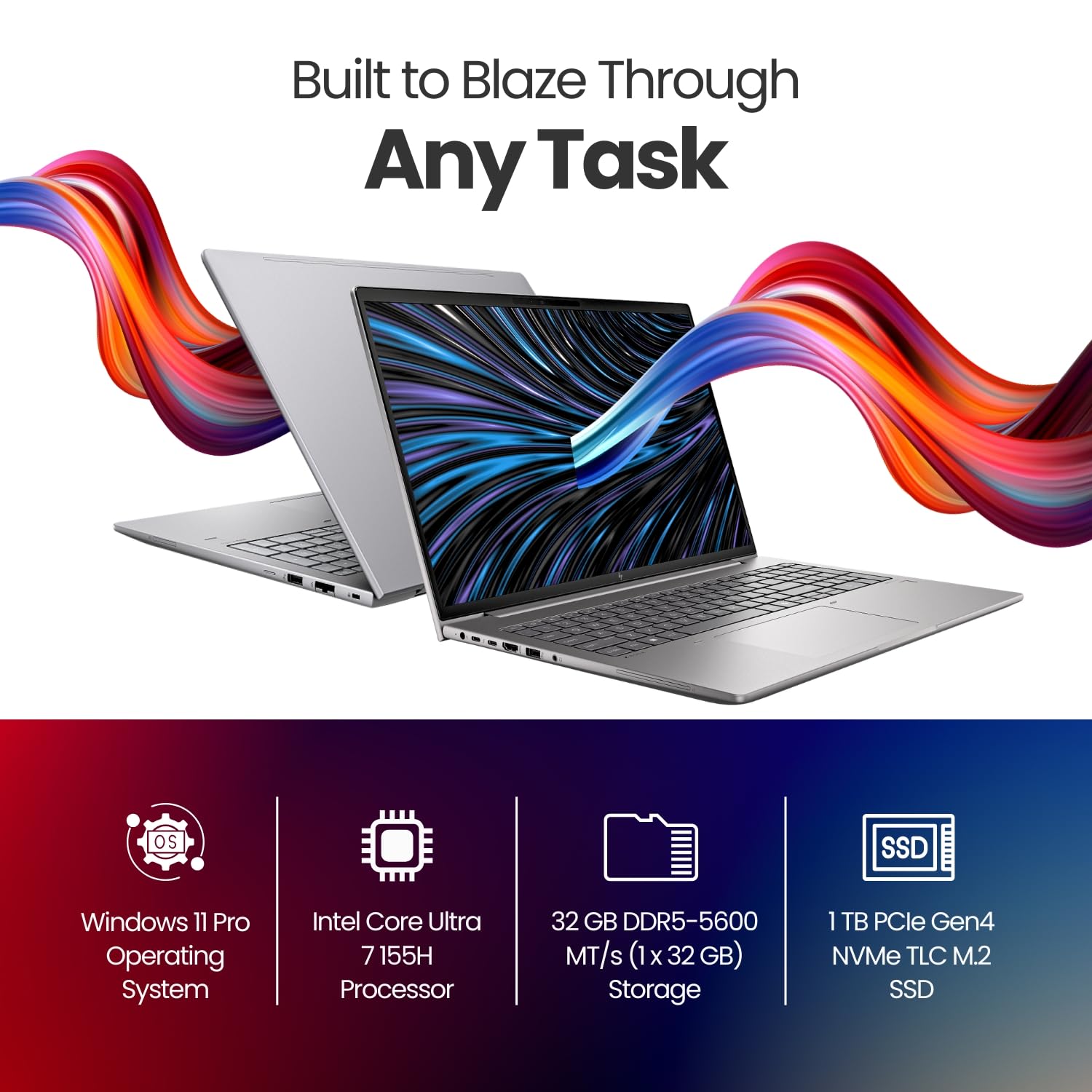 HP Laptop Ultra 7-155H, 32GB RAM, 1TB SSD, RTX 500 Ada 4GB, Win 11 Pro, 16" WUXGA, 5MP+IR Cam, Fingerprint, Backlit Keyboard, Wi-Fi 6E, BT 5.3, 3Y Warranty (A8WN2PT)