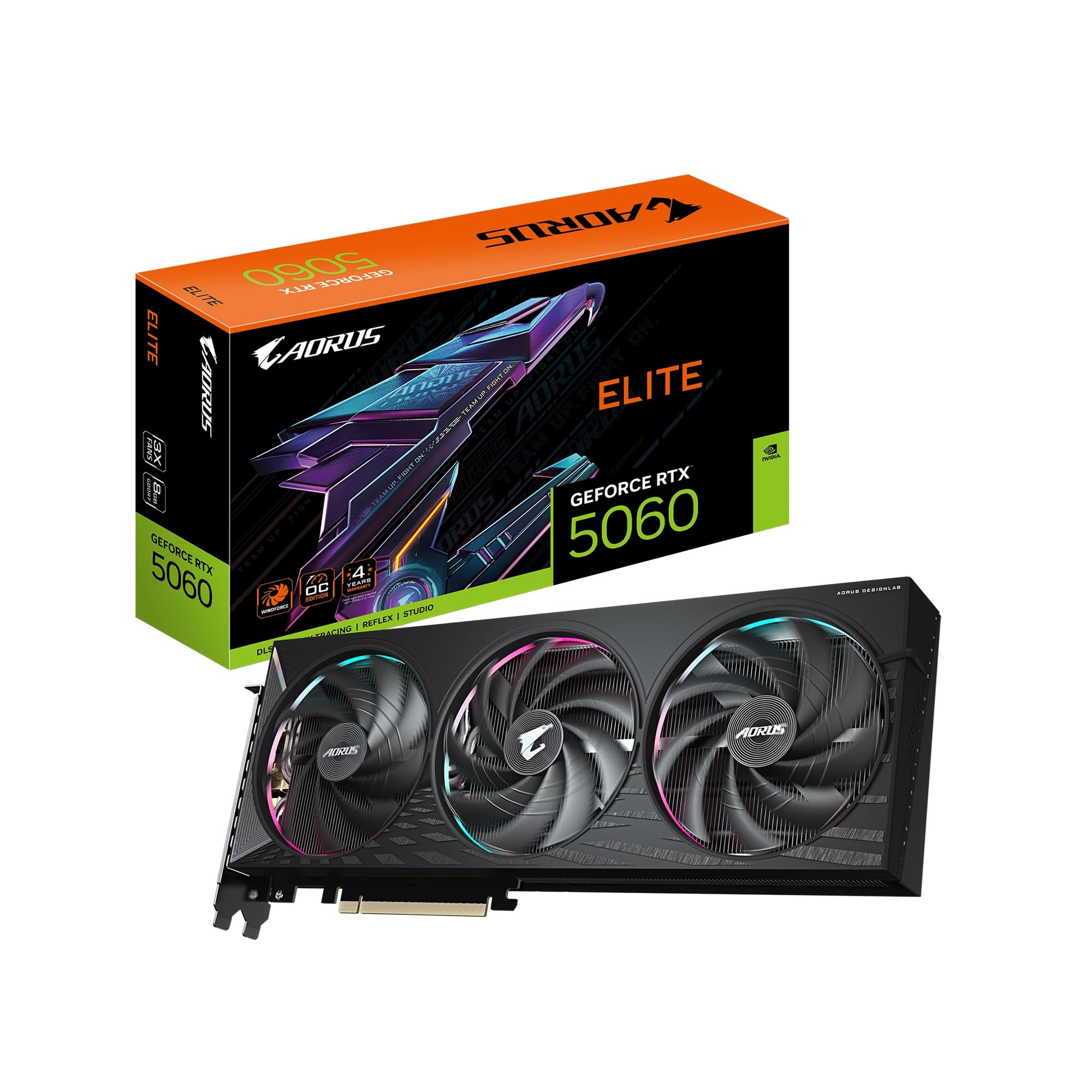 GIGABYTE GeForce RTX 5060 WINDFORCE MAX OC 8GB GDDR7, PCIe 5.0 Graphics Card – Blackwell DLSS 4, 3840 CUDA Cores, 2512 MHz Boost Clock, 128-bit, HV Fans
