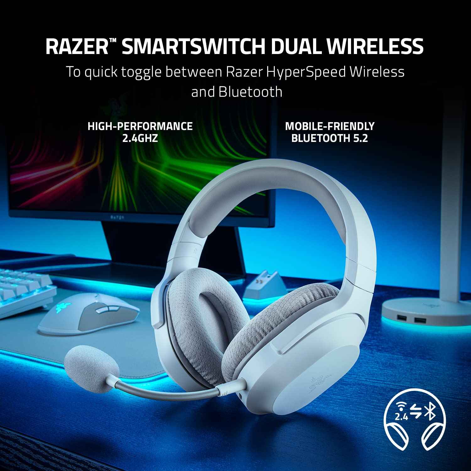 Razer Barracuda X (2022) - Wireless Multi-Platform Gaming and Mobile Headset - Mercury White - Frml Packaging Rz04-04430200-R3M1 - Over Ear