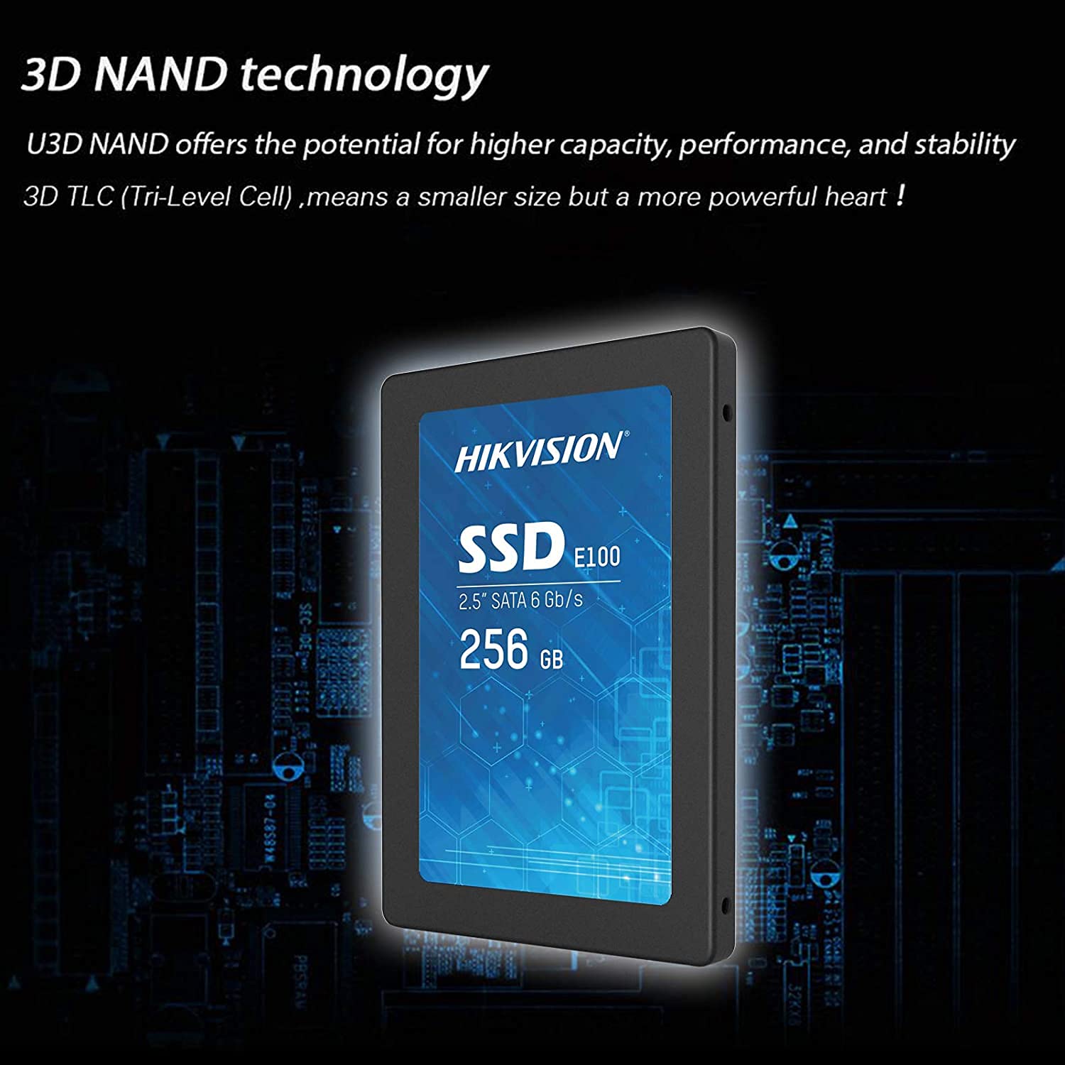 HIKVISION E100 256GB 2.5-Inch Internal SSD, SATA 6Gb/s, up to 550MB/s - Solid State Disks 3D Nand TLC