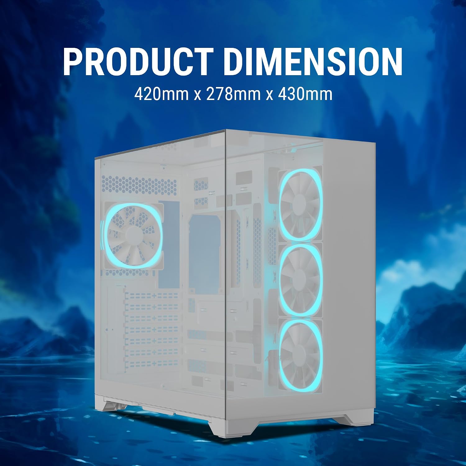 Ant Esports Crystal Mirror Mid-Tower ATX Computer Case/Gaming Cabinet - White |3-Side Glass with Mirror| Support ATX, Micro-ATX, Mini-ITX | Pre-Installed 4 ARGB PWM Fans