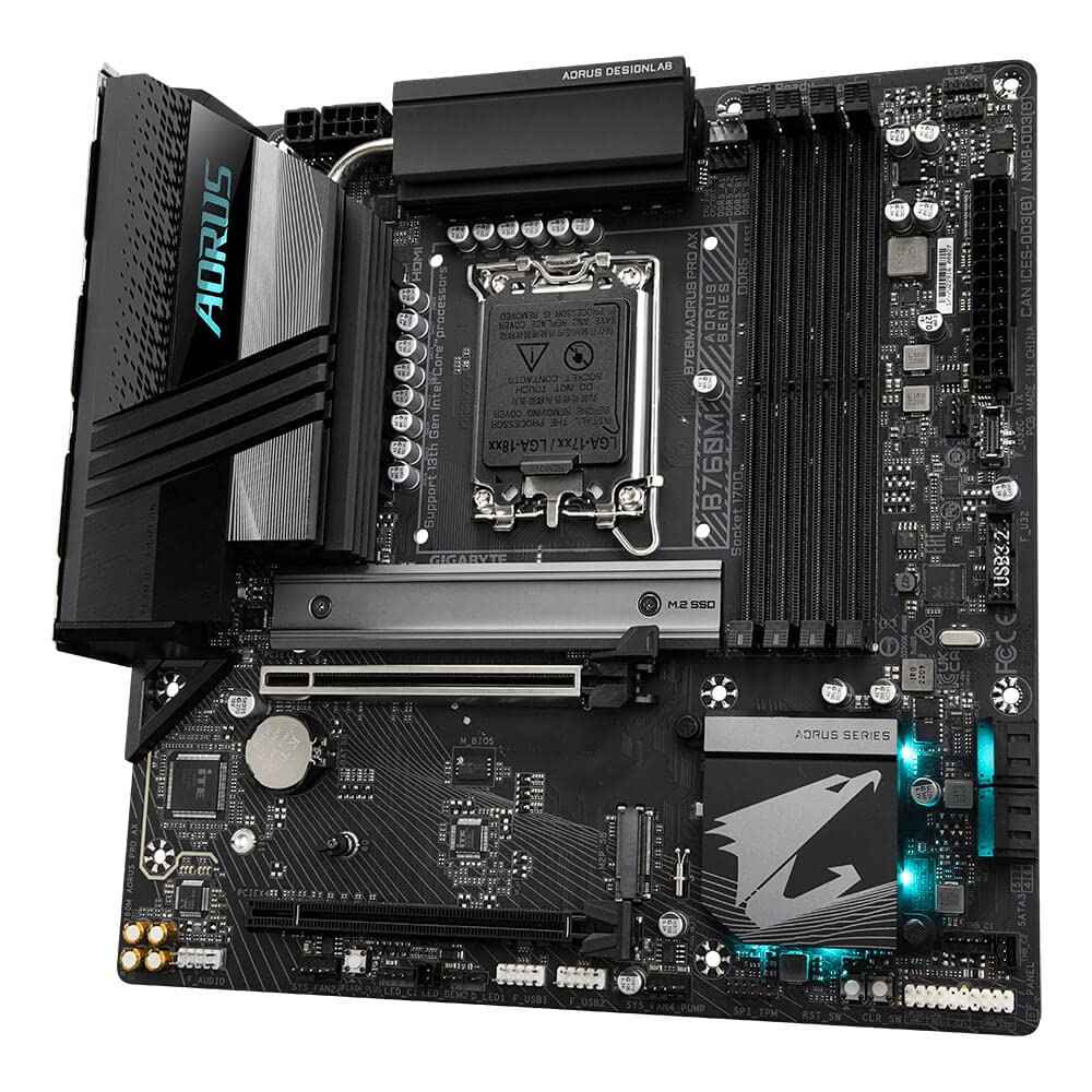 GIGABYTE Micro ATX DDR5 B760M Aorus Pro Ax Supports Supports Intel Core 14Th/ 13th /12Th Processors LGA 1700, with Advanced Thermal Design & M.2 Thermal Guard, 2.5GBe LAN & Wi-Fi 6E 802.11Ax