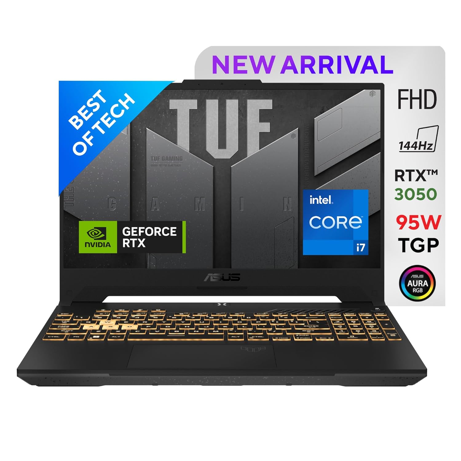 ASUS TUF Gaming F15 12th Gen, Intel Core i7-12700H Gaming Laptop(NVIDIA RTX 3050-4GB/95W TGP/16GB RAM/1TB SSD/FHD/15.6"/144Hz/RGB KB/90WHr/Windows 11/Office 2021/Mecha Gray/2.20 Kg) FX577ZC-HN192WS