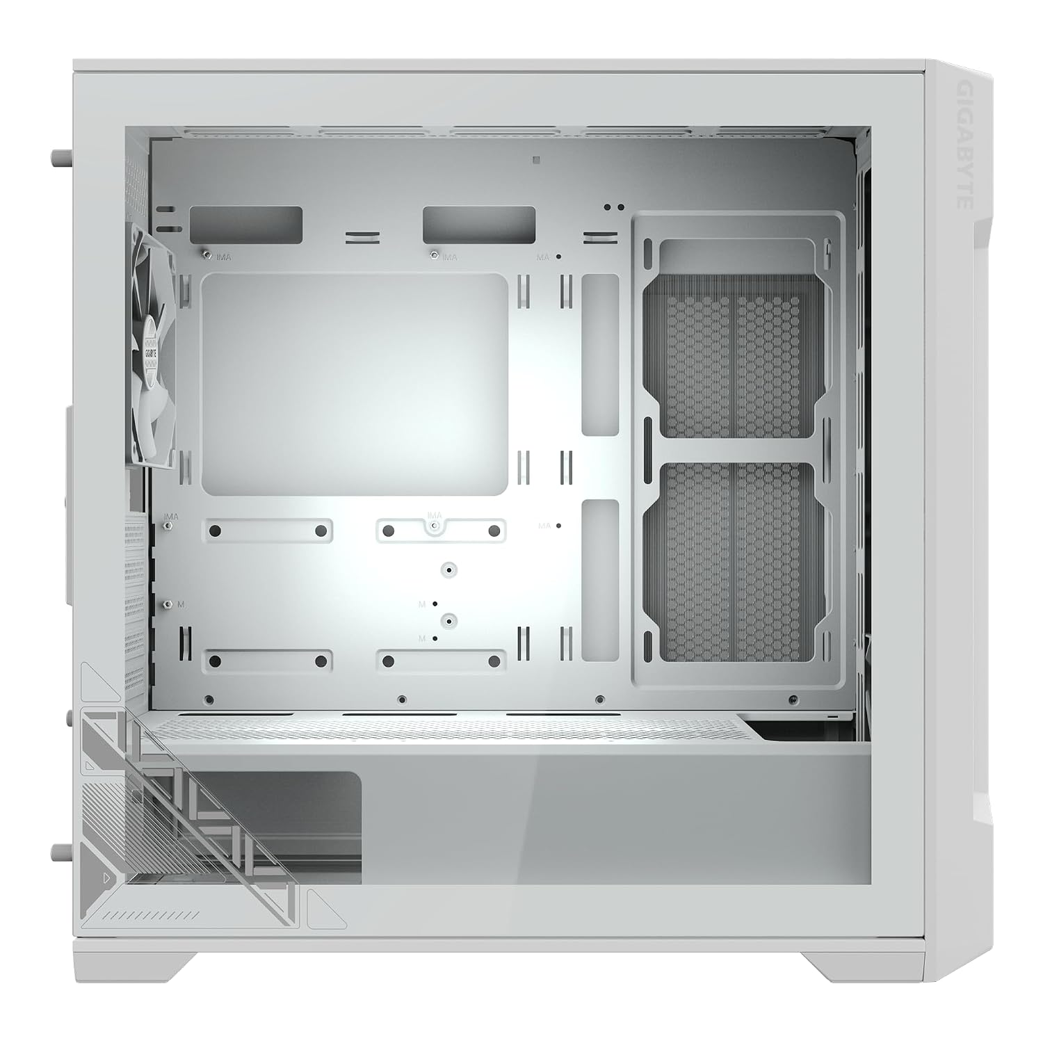 GIGABYTE C102 Glass ICE - White Mid Tower PC Gaming Case, Tempered Glass, PSU Shroud, 2X 120mm Fans (GB-C102GI)
