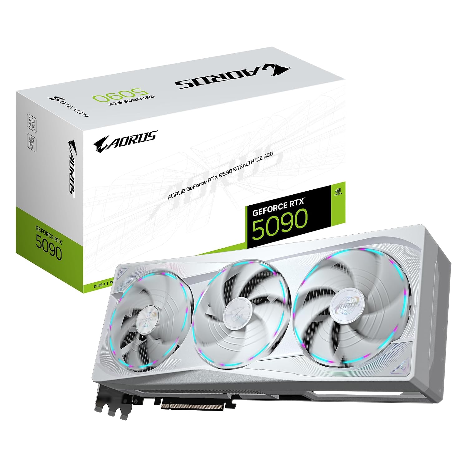 Gigabyte AORUS GeForce RTX 5090 Stealth ICE 32G Graphics Card - 32GB GDDR7, 512bit, PCI-E 5.0, 2655MHz Core Frequency, 3 x DP 2.1a, 1 x HDMI 2.1b, NVIDIA DLSS 4, GV-N5090AORUSST ICE-32GD