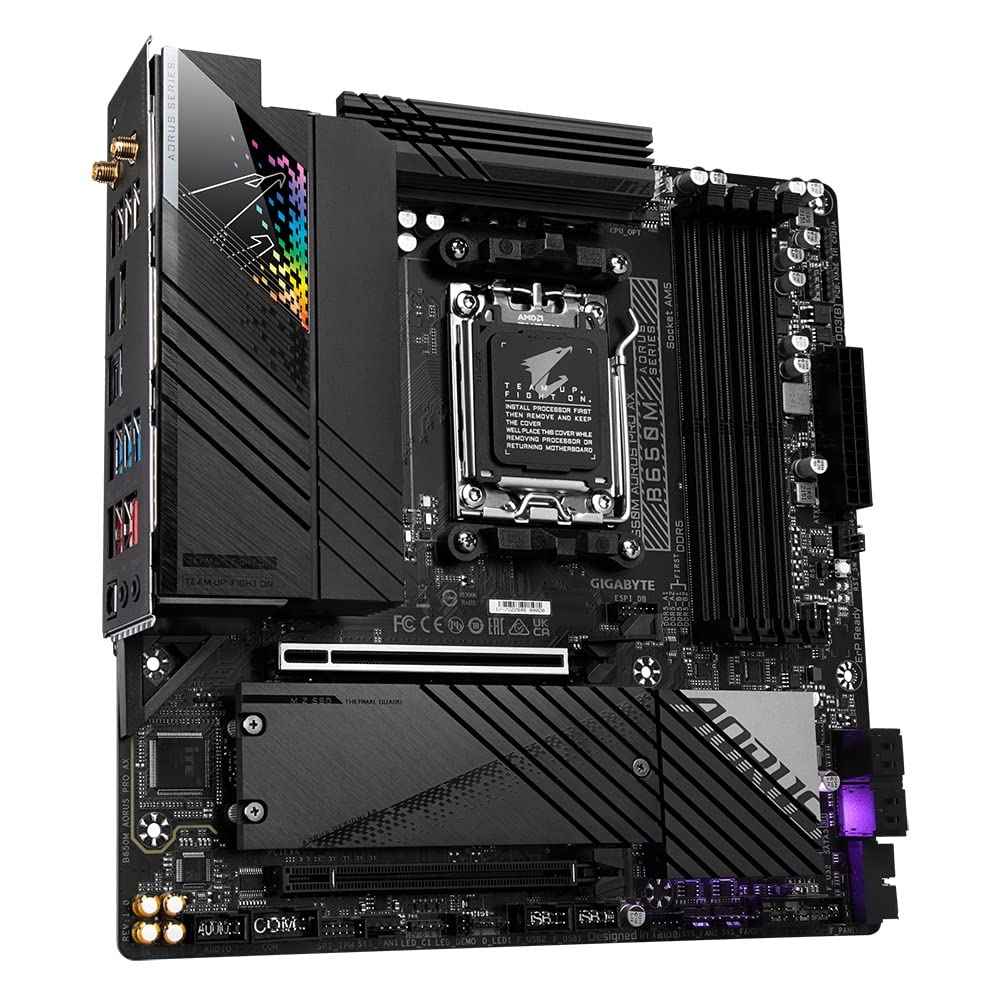B650M AORUS PRO AX, Dual Channel DDR5, Unparalleled Performance, Fully Covered Heatpipe & M.2 Thermal Guard, EZ-Latch, PCIe x16 Slot & M.2 Connectors