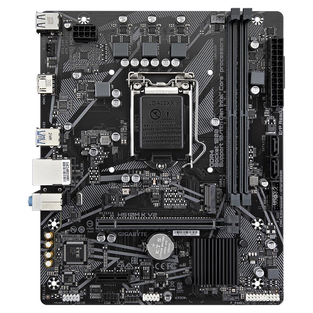 GIGABYTE H510M K V2 Motherboard | Intel H510 | Micro ATX | DDR4 | PCIe 3.0 | HDMI | USB 3.2 | Reliable Entry-Level