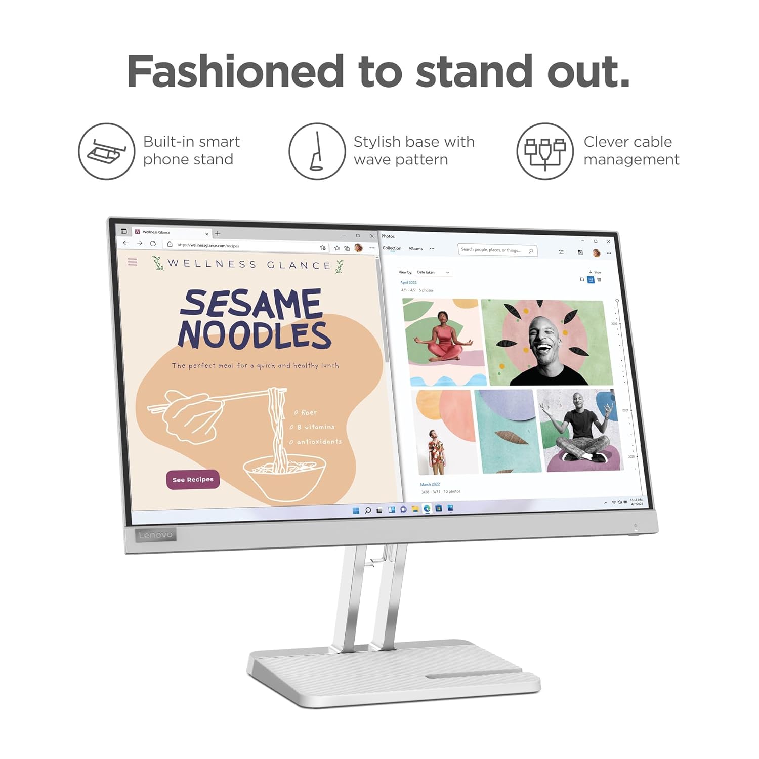 Lenovo L22e-40, 21.4 Inch (54.48 cm), FHD 1920x1080, 75Hz, Grey, 4ms, 16.7Mn Colors, AMD FreeSync, TUV Eye Comfort, Low Blue Light, Smart Display Customization Artery, HDMI Monitor