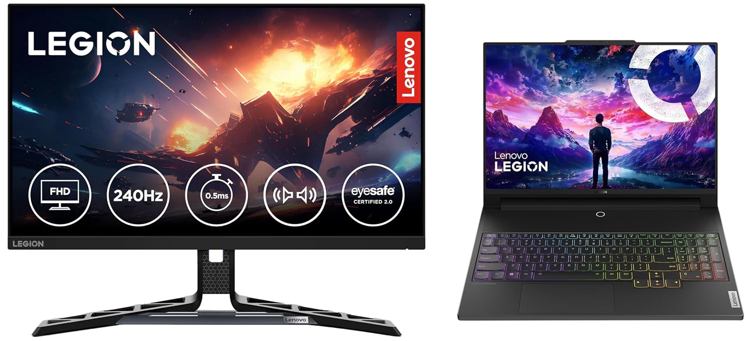 Lenovo Legion 9 Intel Core i9-13980HX 16" (40.64cm) 3.2K Mini LED 1200Nits 165Hz Gaming Laptop (32GB/2TB SSD/NVIDIA RTX 4090 16GB/Black/2.5Kg), 83AG0044IN +R25f-30 Monitor
