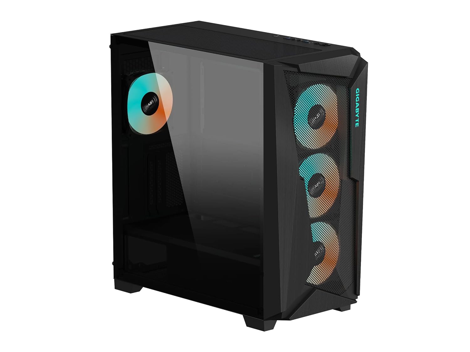 GIGABYTE C301 Glass - Black Mid Tower PC Gaming Case, Tempered Glass, USB Type-C, 4X ARBG Fans Included (GB-C301G)