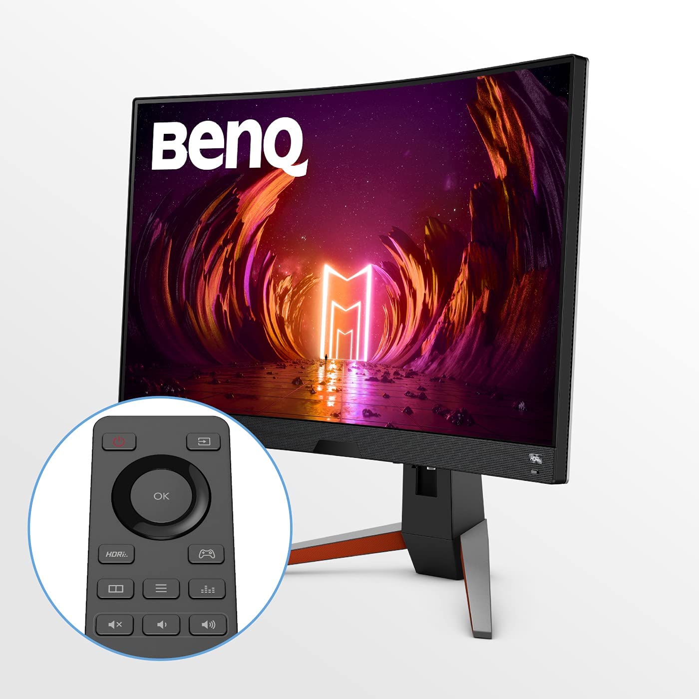 BenQ MOBIUZ EX2710R QHD 27"(68cm) VESA DisplayHDR400 IPS Curved Gaming Monitor with Remote-1000R,90% DCI-P3,165Hz,1ms MPRT,AMD FreeSync Premium Pro,treVolo Speakers,HDMI,DP,USB 3.0Hub(Metallic Grey)