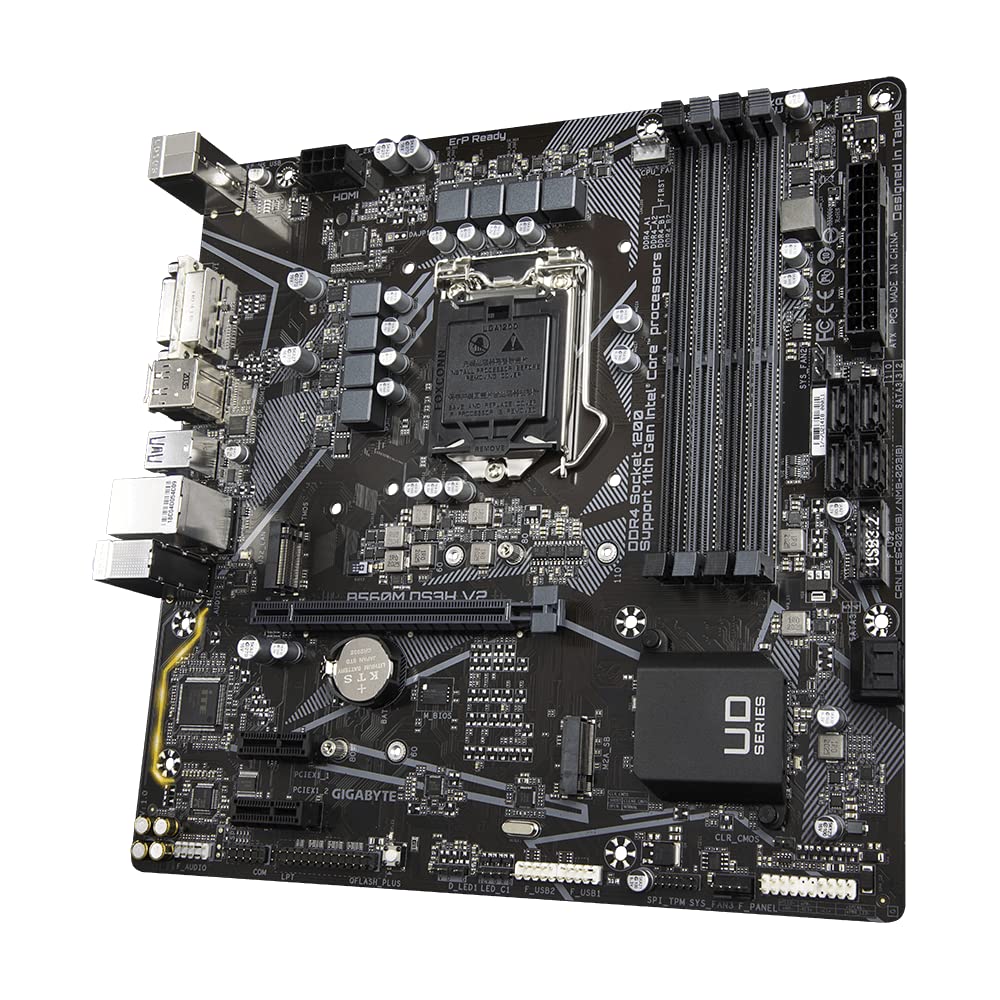 GIGABYTE B560M DS3H V2 (LGA 1200/ Intel/ B560/ Micro-ATX/Dual M.2/ PCIe 4.0/ USB 3.2 Gen1/ GbE LAN/Motherboard), DDR4