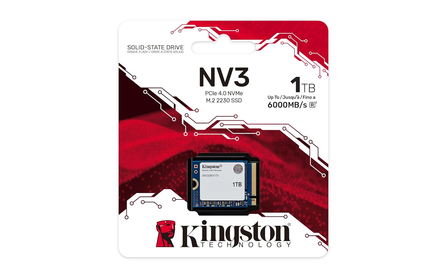 Kingston NV3 1TB M.2 2230 NVMe SSD | PCIe 4.0 Gen 4x4 | Up to 6000 MB/s | SNV3SM3/1T0