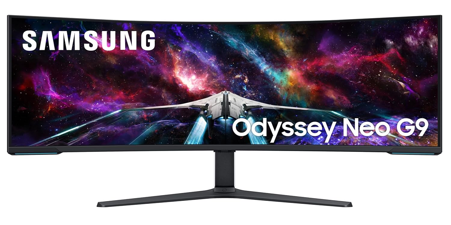 Samsung Odyssey Neo G9 57-inch(145 cm) Dual UHD 7680 x 2160 1000R Curved VA Gaming Monitor, 240Hz, 1ms, FreeSync Premium Pro, USB, DP 2.1, HDMI, HAS, Quantum Mini LED, HDR10+ (LS57CG950NWXXL, Black)
