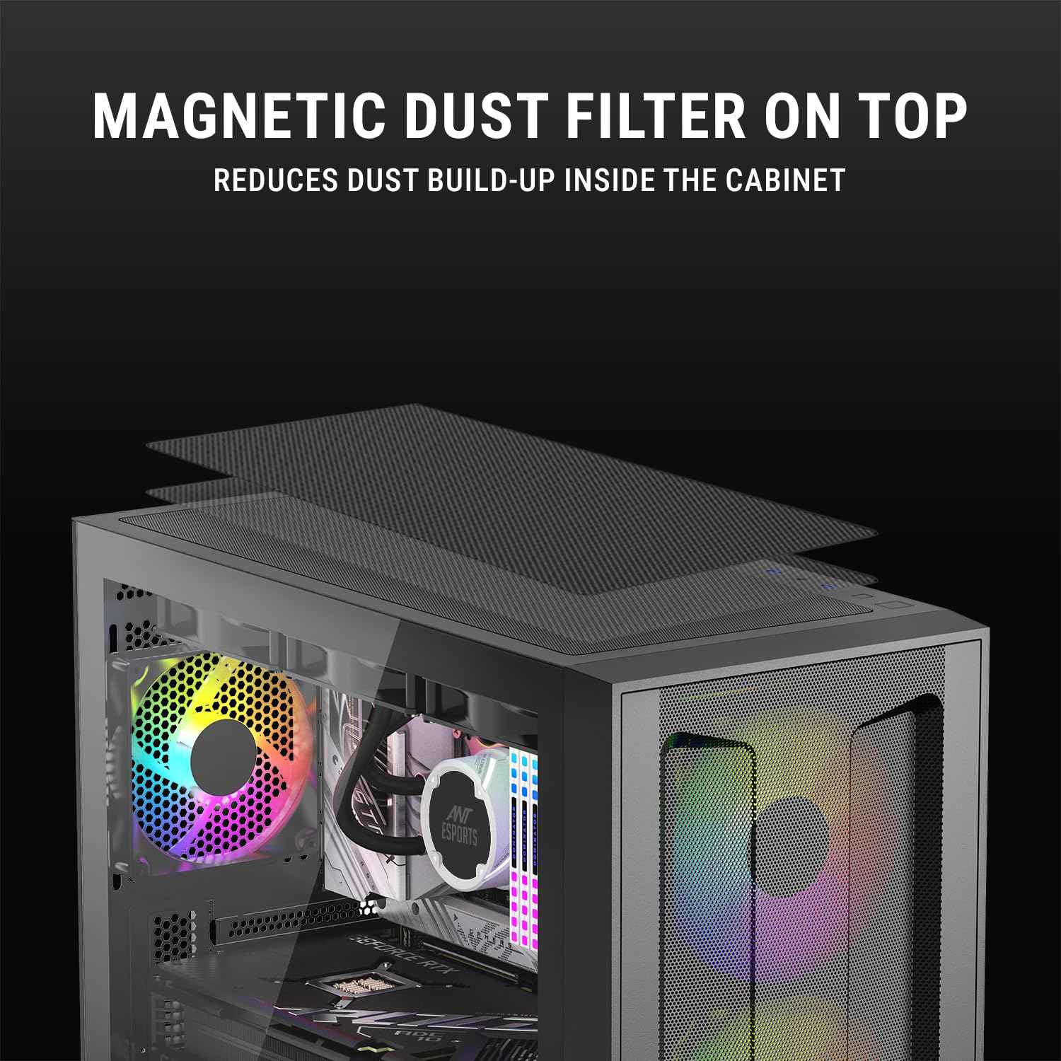 Ant Esports Titan Core 360 Mid-Tower Computer Case/Gaming Cabinet - Black | Support E-ATX, ATX, Micro-ATX, Mini-ITX | Pre-Installed 4 ARGB Fans